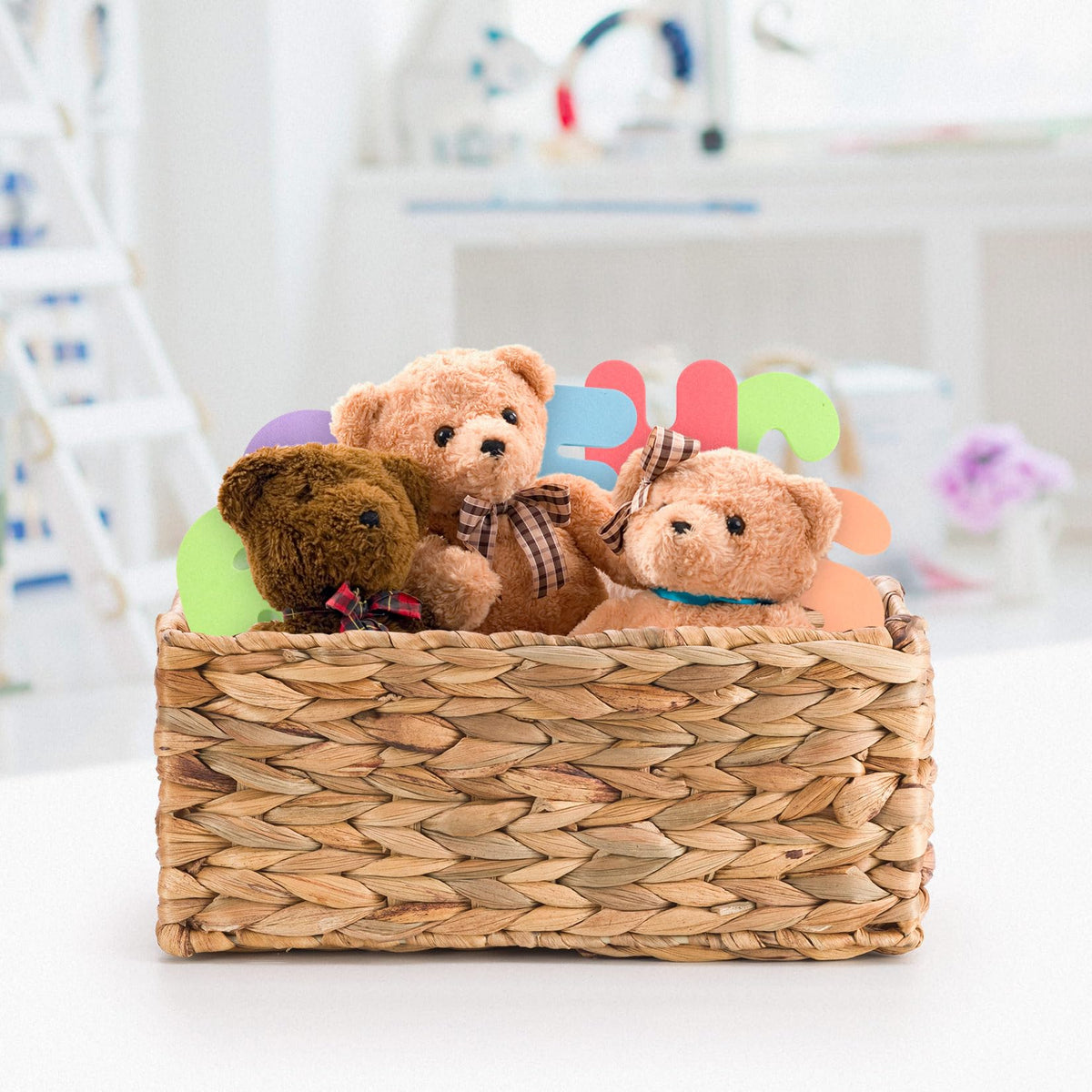 Woodluv Storage Baskets for Shelves, Woven Natural Hamper Gift Basket Bathroom Storage Basket organiser Toys Storage, Small - image 4