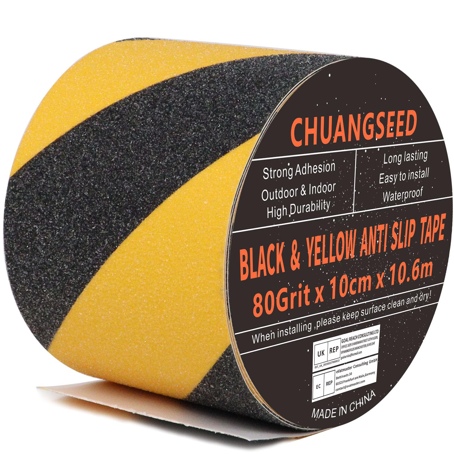 CHUANGSEED Heavy Duty Anti Slip Tape - Yellow & Black Non-Skid 4" x 35Ft
