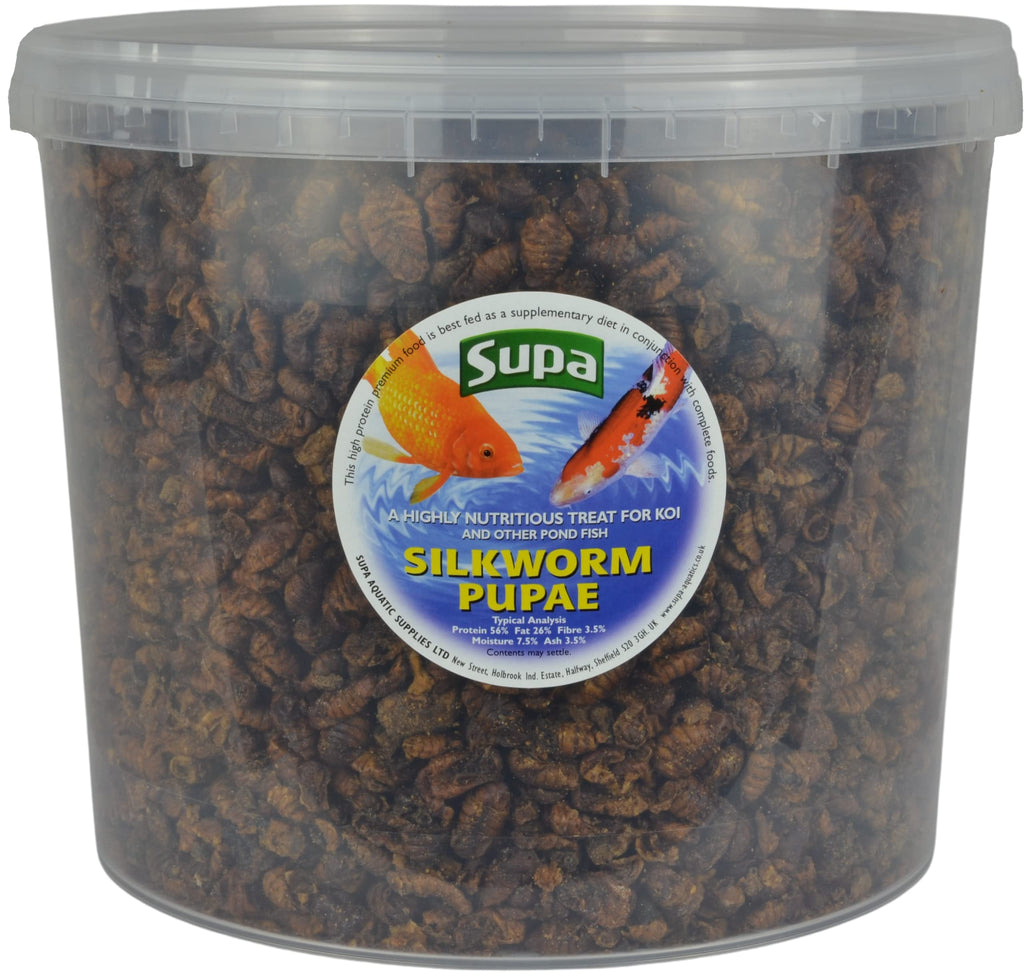 Supa Koi Silkworm Pupae - 100% Natural Protein Fish Food, 5L Bucket