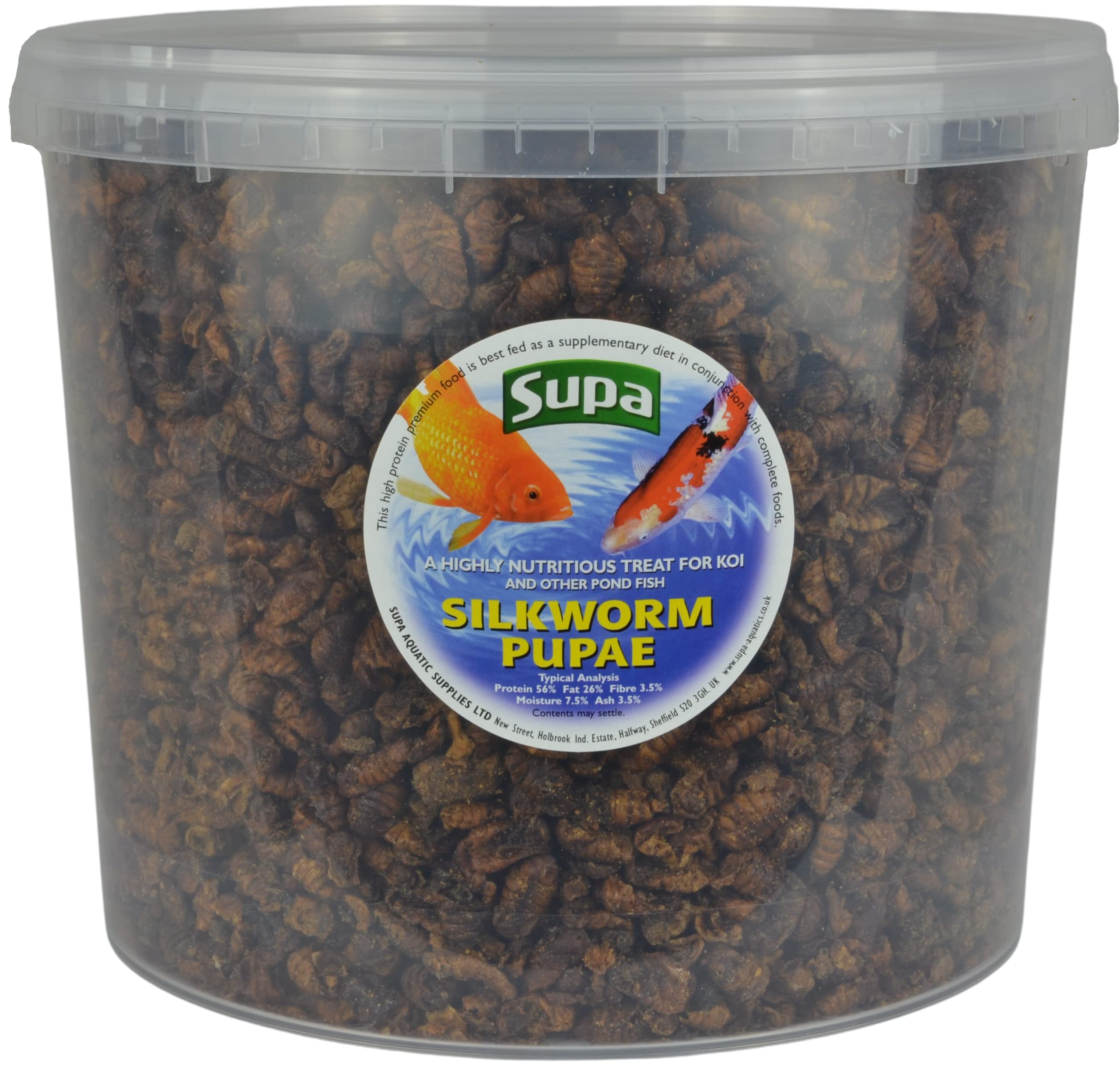 Supa Koi Silkworm Pupae - 100% Natural Protein Fish Food, 5L Bucket