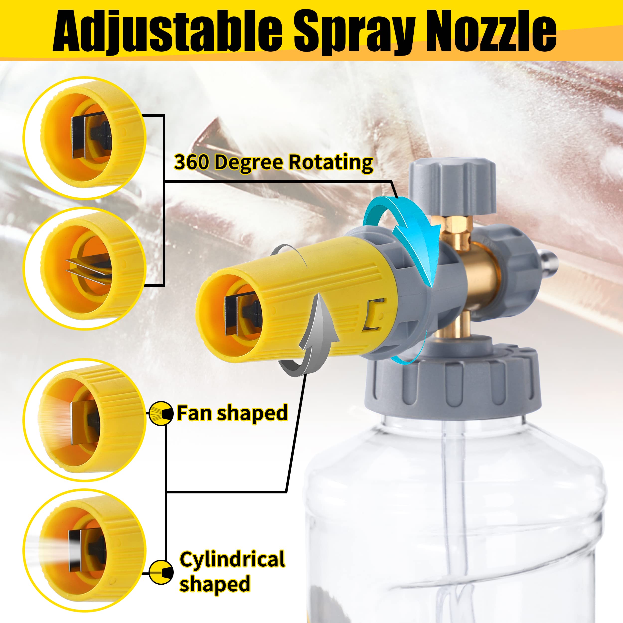 Tool Daily 5000 PSI Pressure Washer Gun with 1.5L Foam Cannon & Swivel