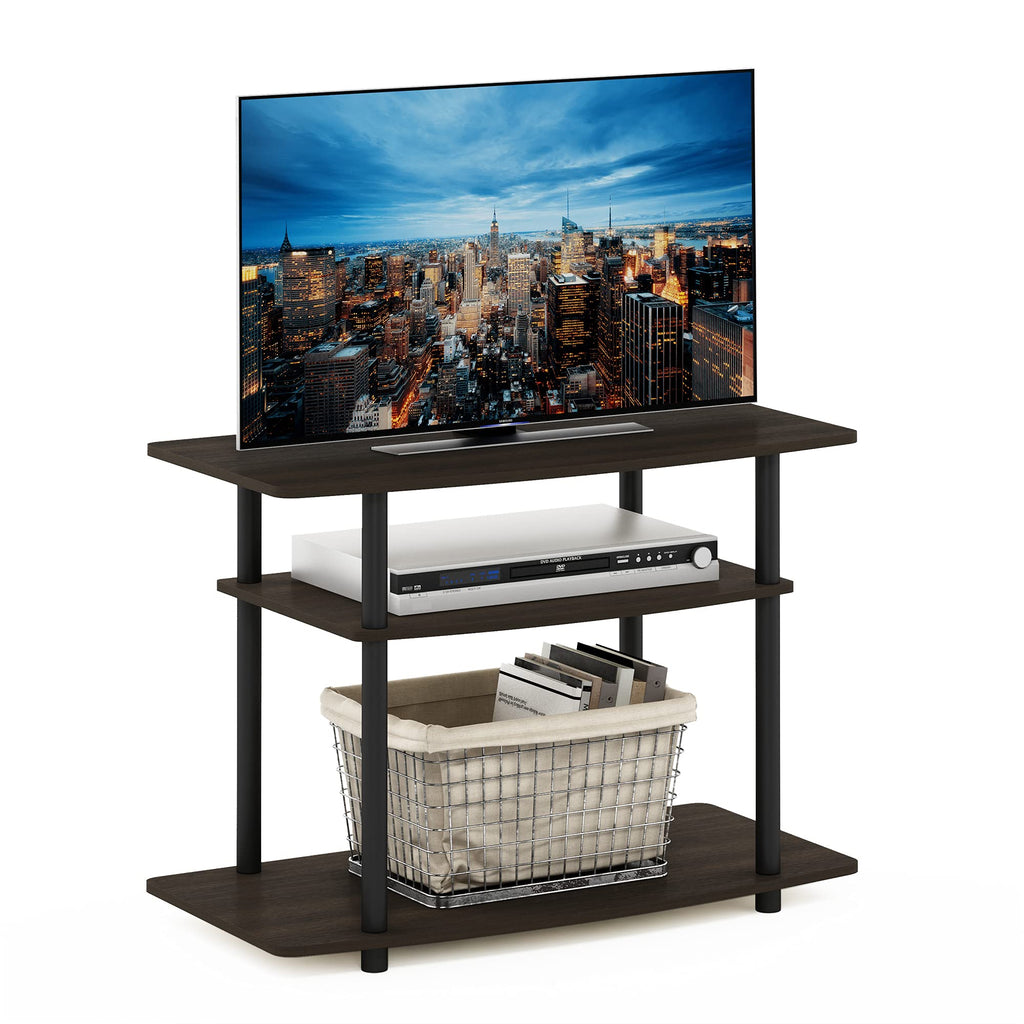 Furinno 3-Tier TV Stand – Tool-Free Entertainment Center, Dark Brown