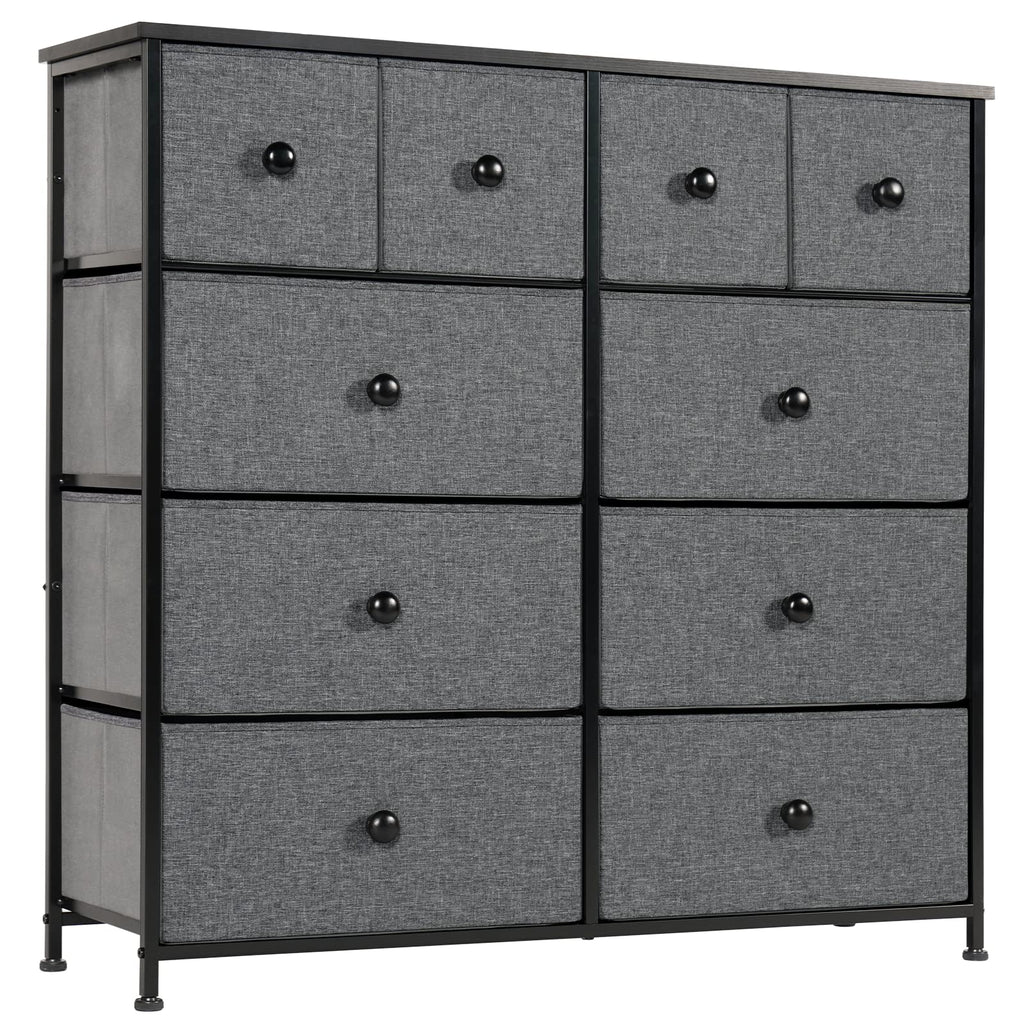 LYNCOHOME 10-Drawer Fabric Dresser – Metal Frame Storage Chest