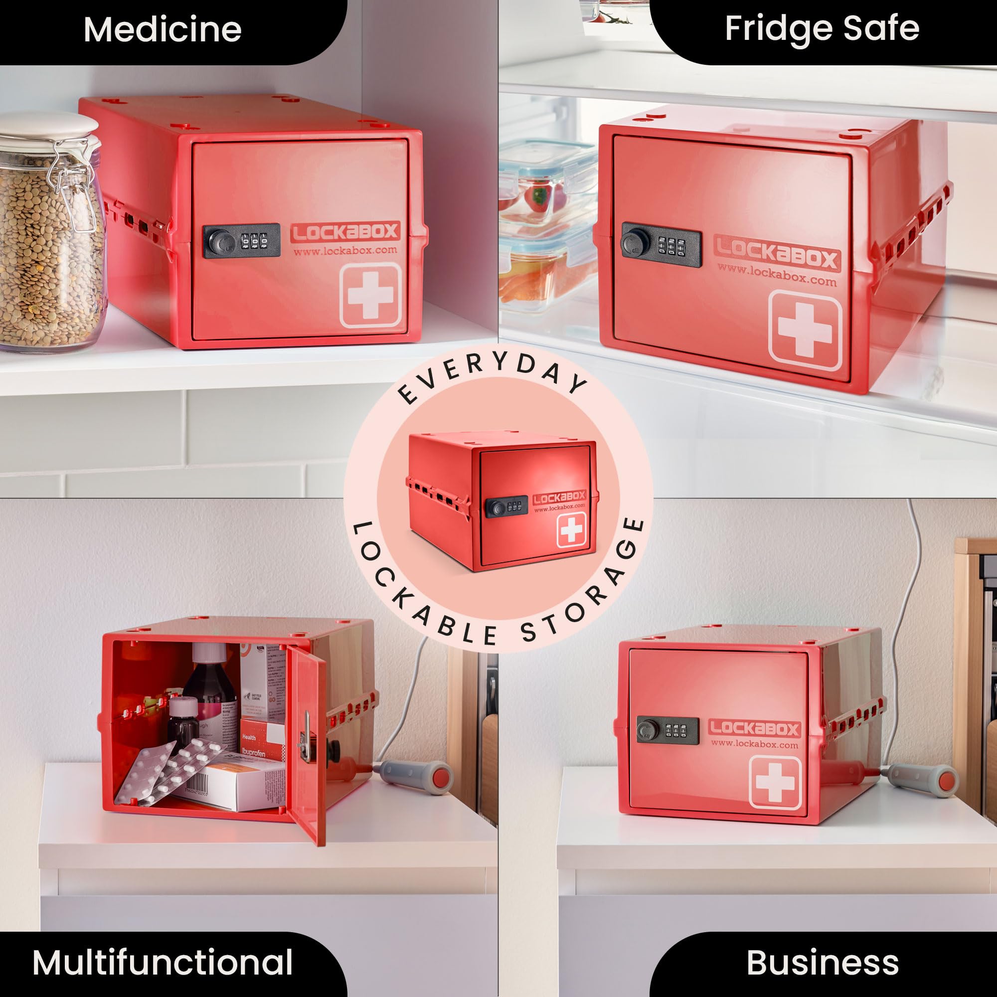 Lockabox One Medi Red | 10L Lockable Medicine Box with Combination Lock