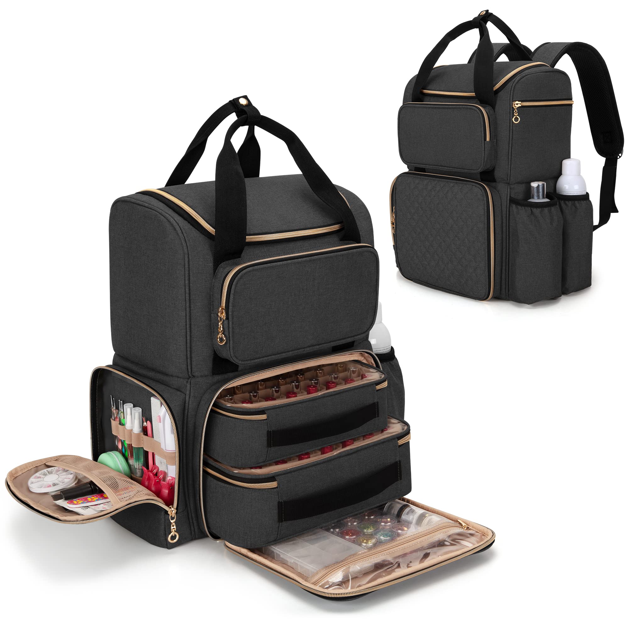 Luxja Nail Polish Backpack – Holds 70 Bottles & Lamp, Travel Storage