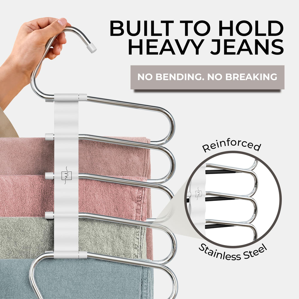 MORALVE Trousers Hangers Space Saving - 2 Pack - Non-Slip Multi-Layer Space Saving Hangers - Multifunctional Clothing Rack for Closet Storage - image 4