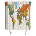 LIVETTY World Map Fabric Shower Curtain – Waterproof & Machine Washable