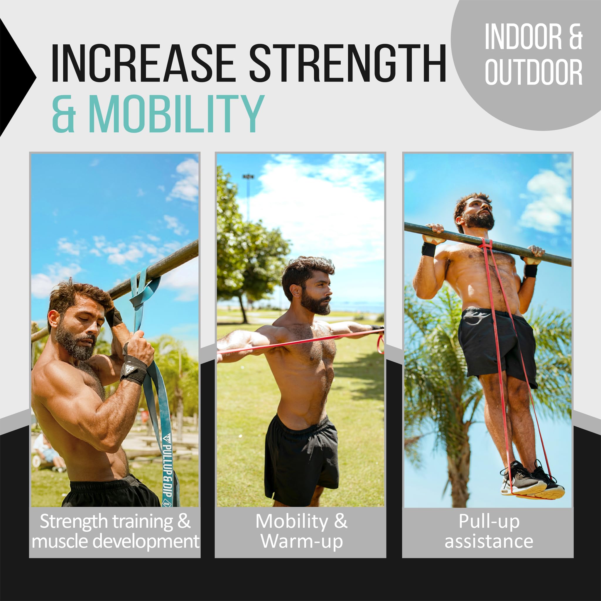 PULLUP & DIP Resistance Bands Set - Natural Latex for Calisthenics