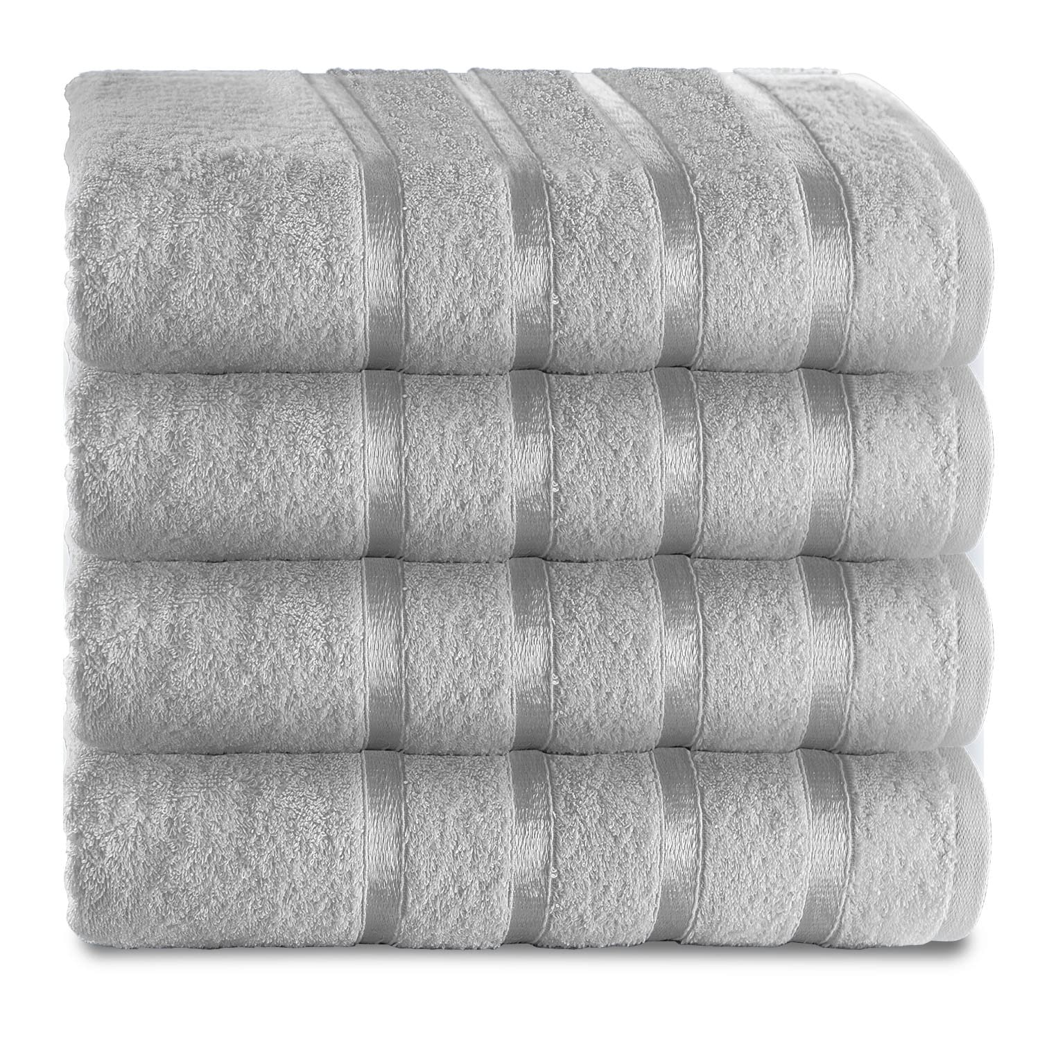 GC Gaveno Cavailia Egyptian Cotton 500 GSM Towel Set, Silver - 4PK