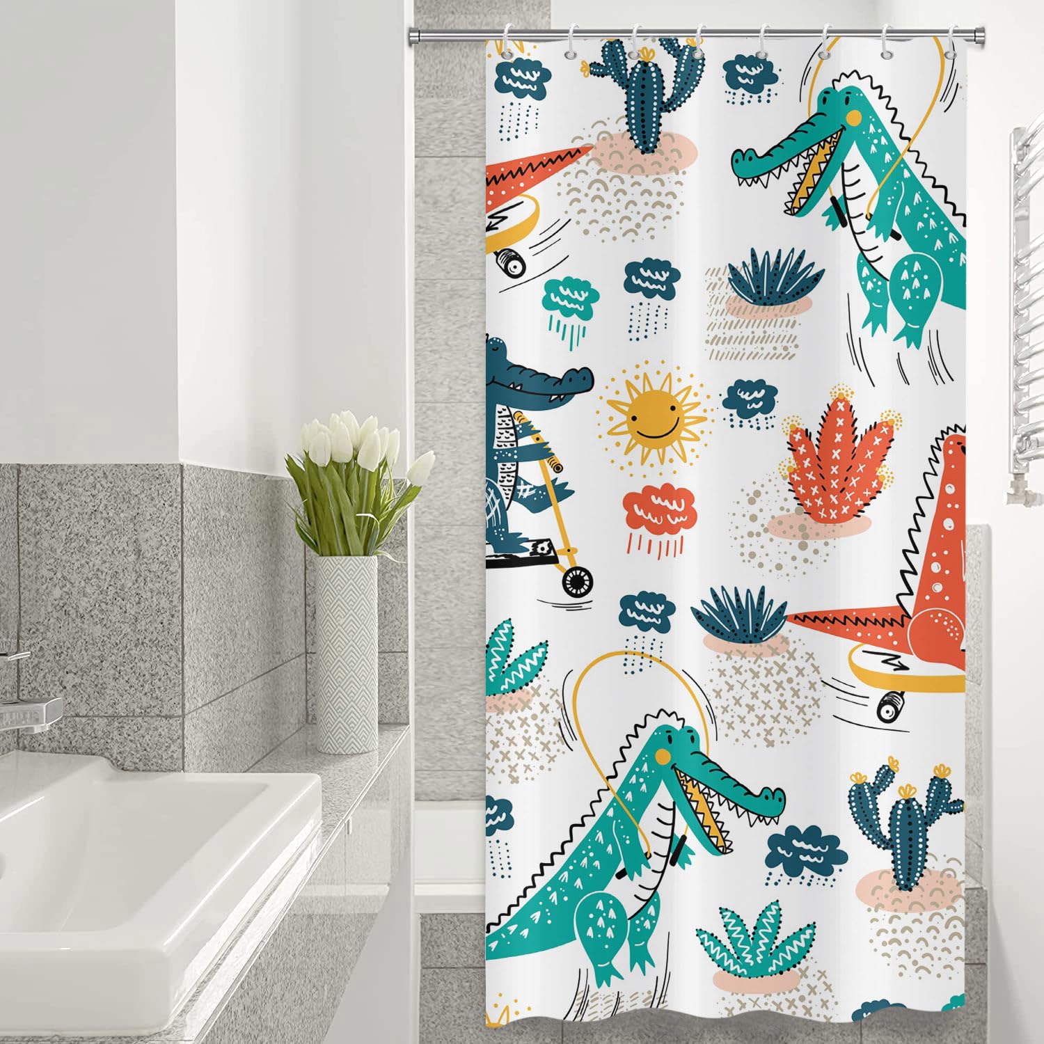 Kids Crocodile Shower Curtain – Waterproof Polyester 120x180cm