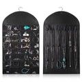 Flexzion Hanging Jewelry Organizer – 1 Pack Black 32 Clear Pockets & 18 Hooks & Loops