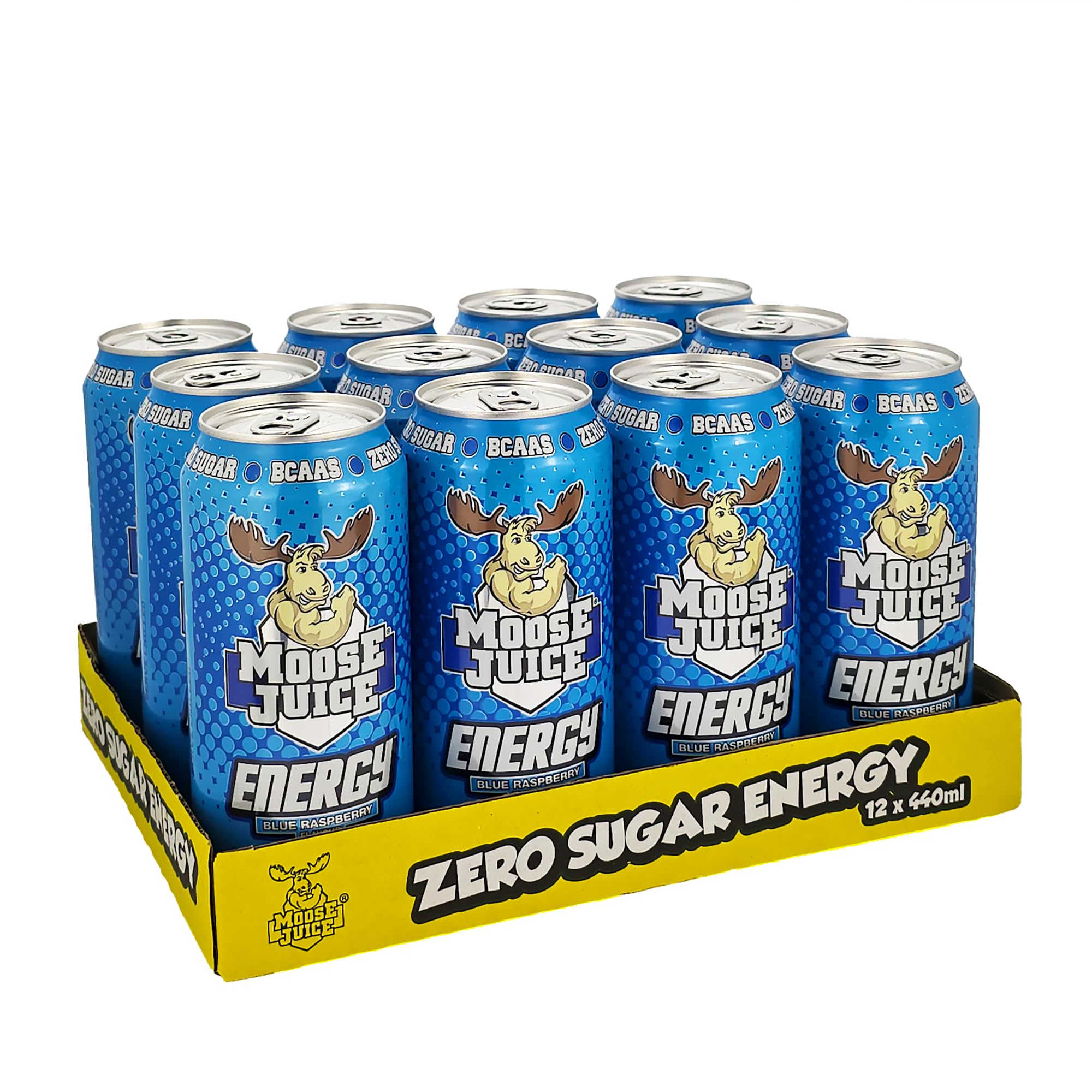 Muscle Moose Juice Energy Drink | Blue Raspberry BCAA | 12 x 500ml
