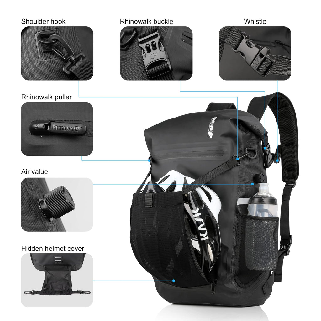 Rhinowalk 22L Waterproof Bike Pannier Bag | 15" Laptop Backpack