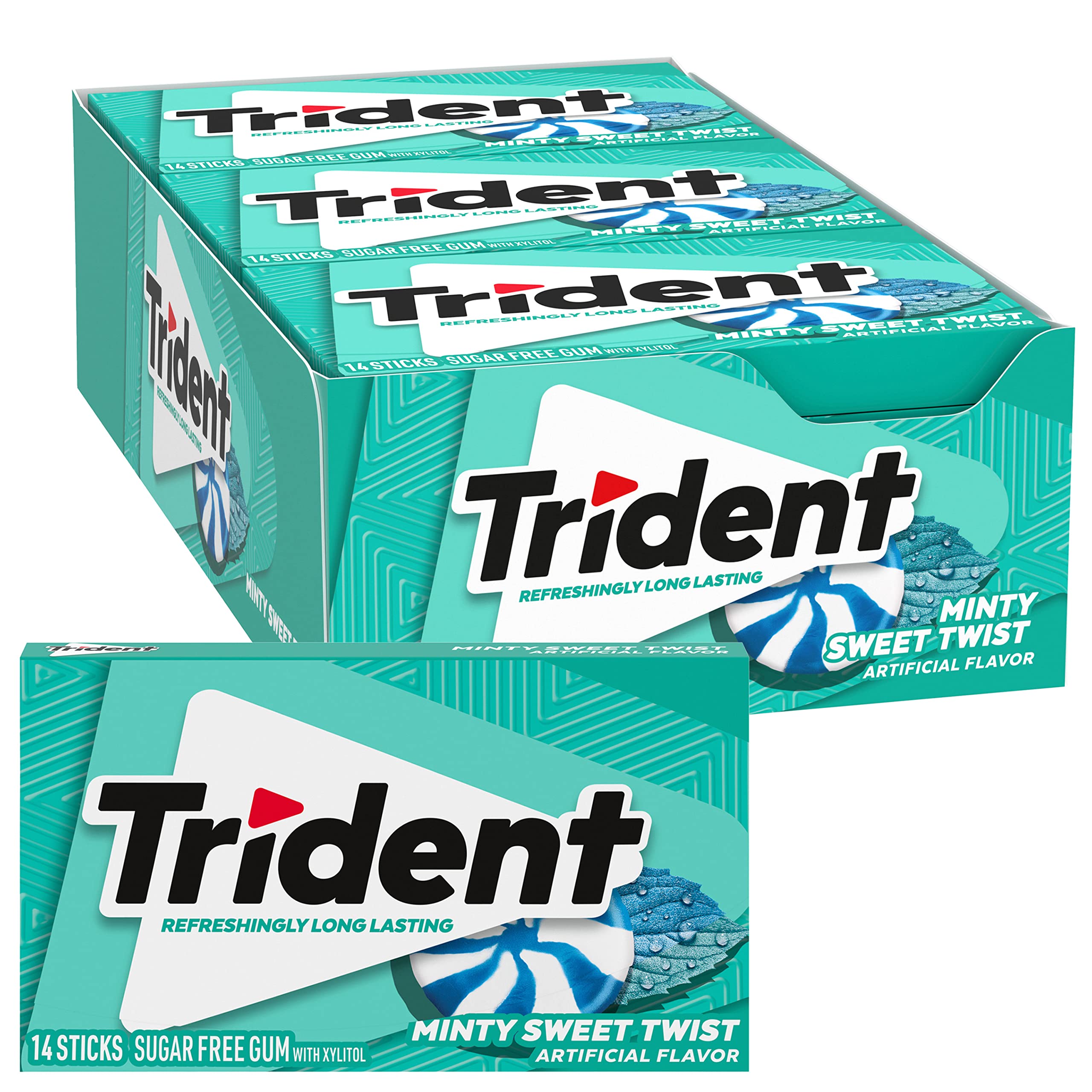 Trident Minty Sweet Twist Sugar Free Chewing Gum with Xylitol - 14 Sticks