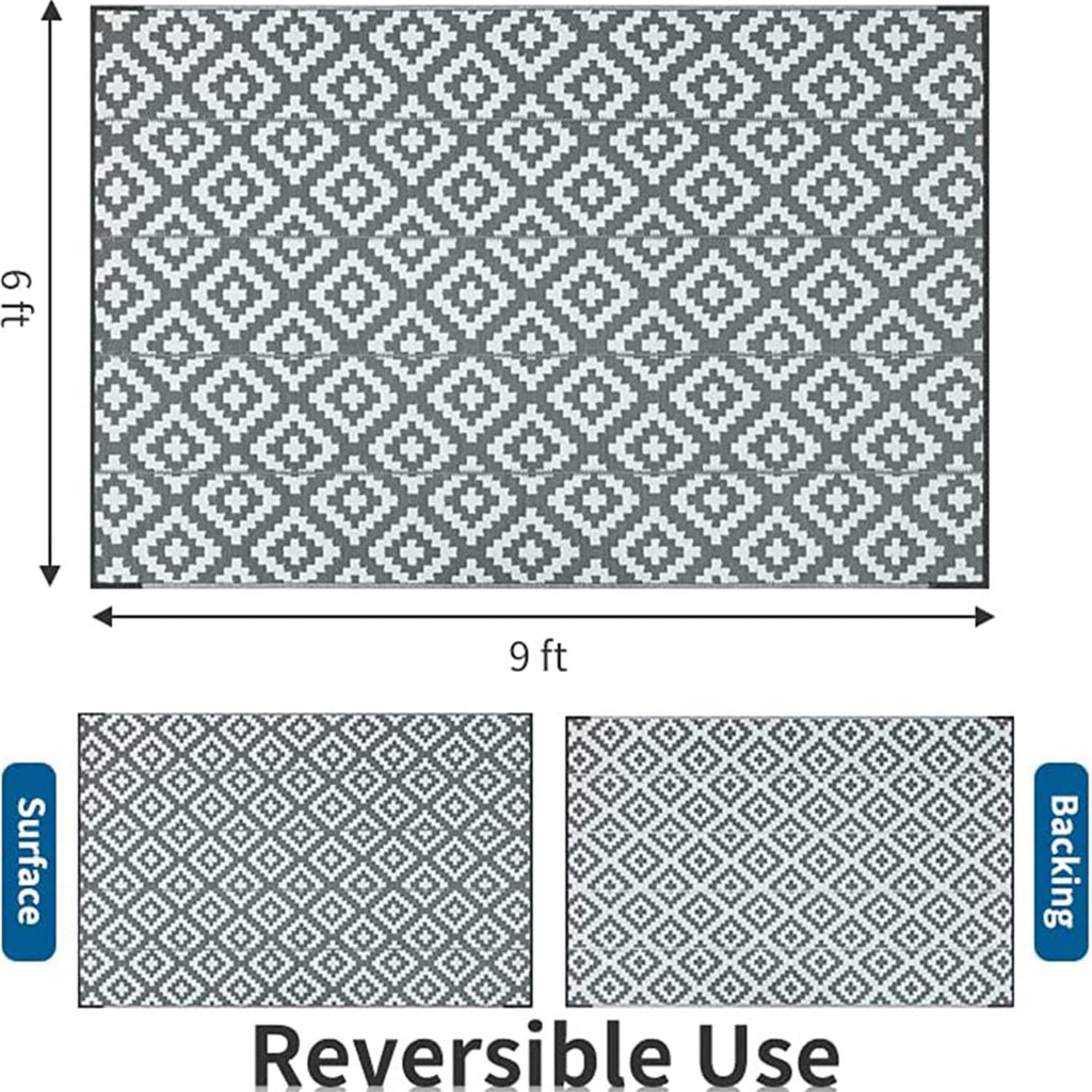 Enipate Geometric Outdoor Rug – 6x9ft Reversible Waterproof Patio Mat