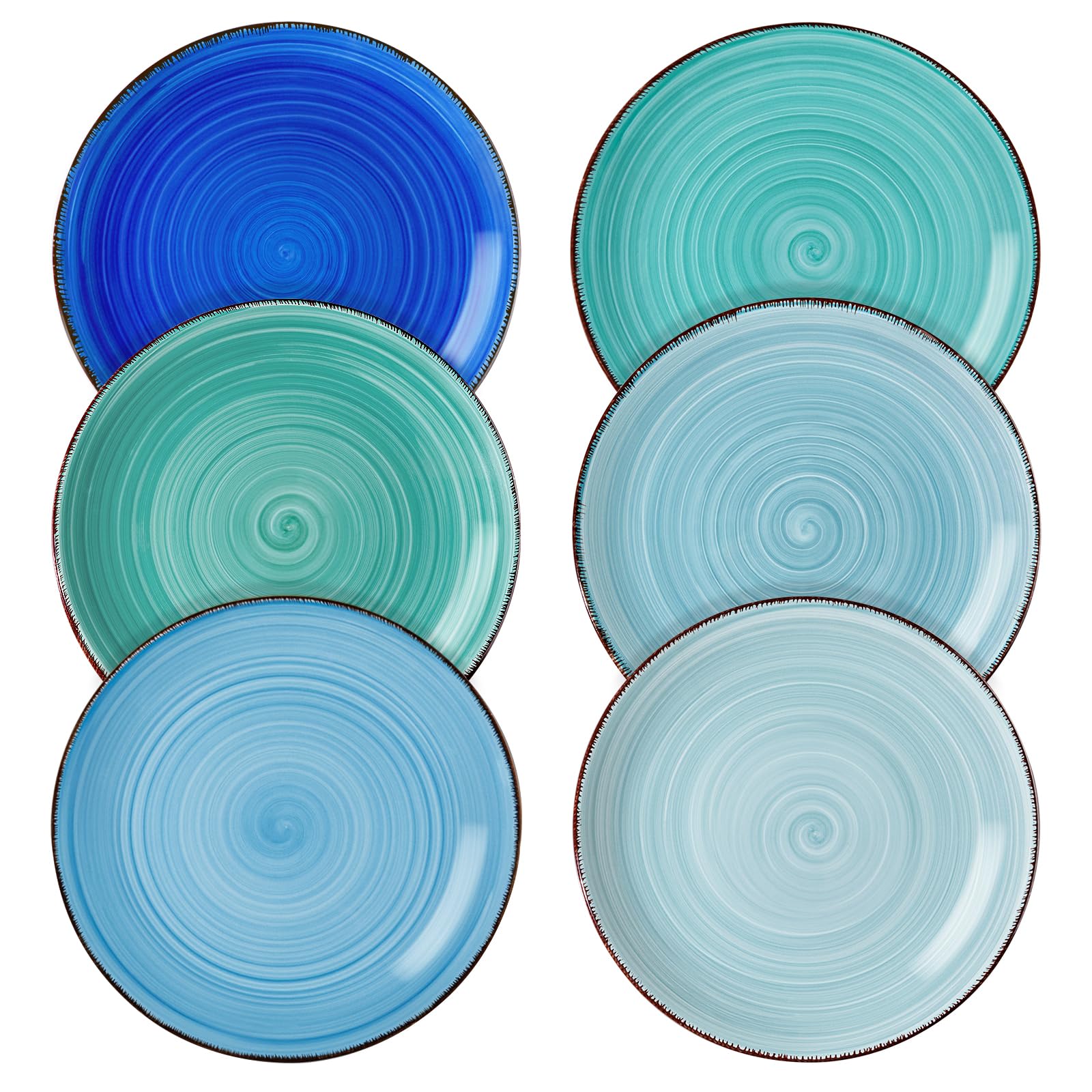 vancasso Bonita Blue Dessert Plate Set of 6 | 7.5" Handpainted Stoneware