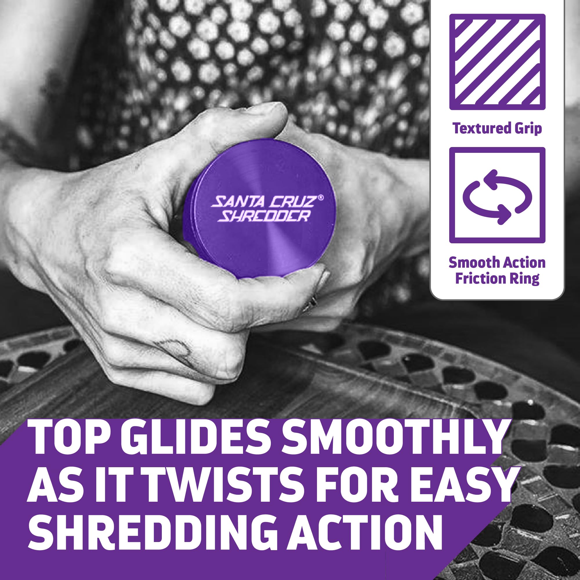 Santa Cruz Shredder 3-Piece Herb Grinder | Medium 2.125" Aluminum - Purple