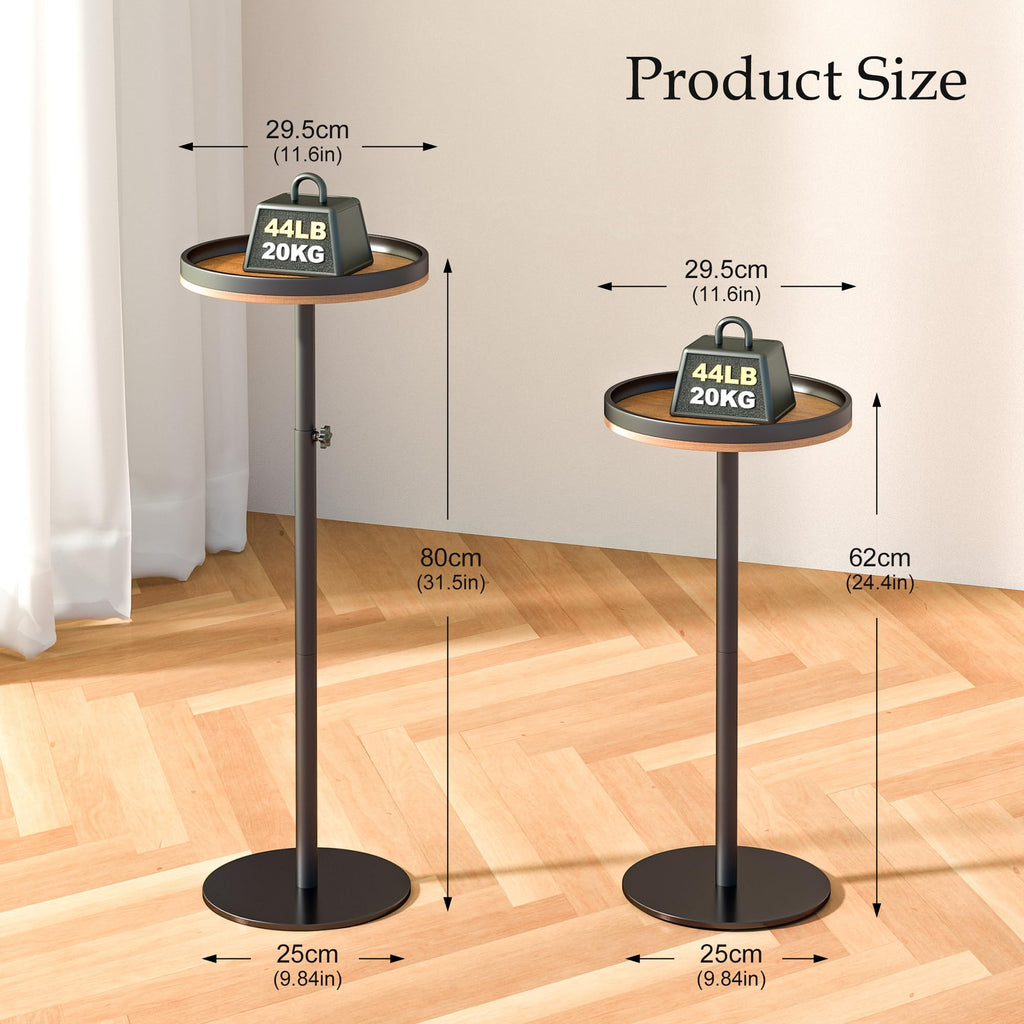 KEENSUNI Small Round Side Table,Drink Table,Martini Table with Marble Pedestal for Small Space, Living Room,Bedroom,Sofa Couch Walnut