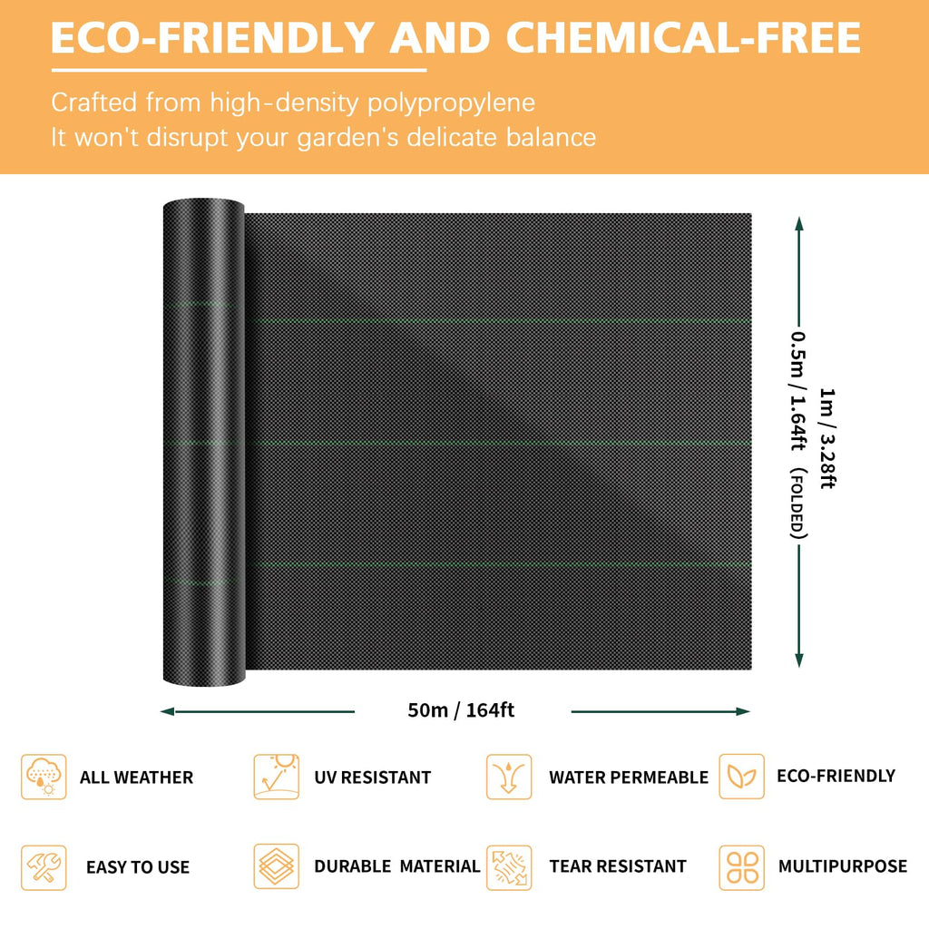 Beeway Heavy Duty Weed Control Membrane | 1m x 50m UV Ground Cover
