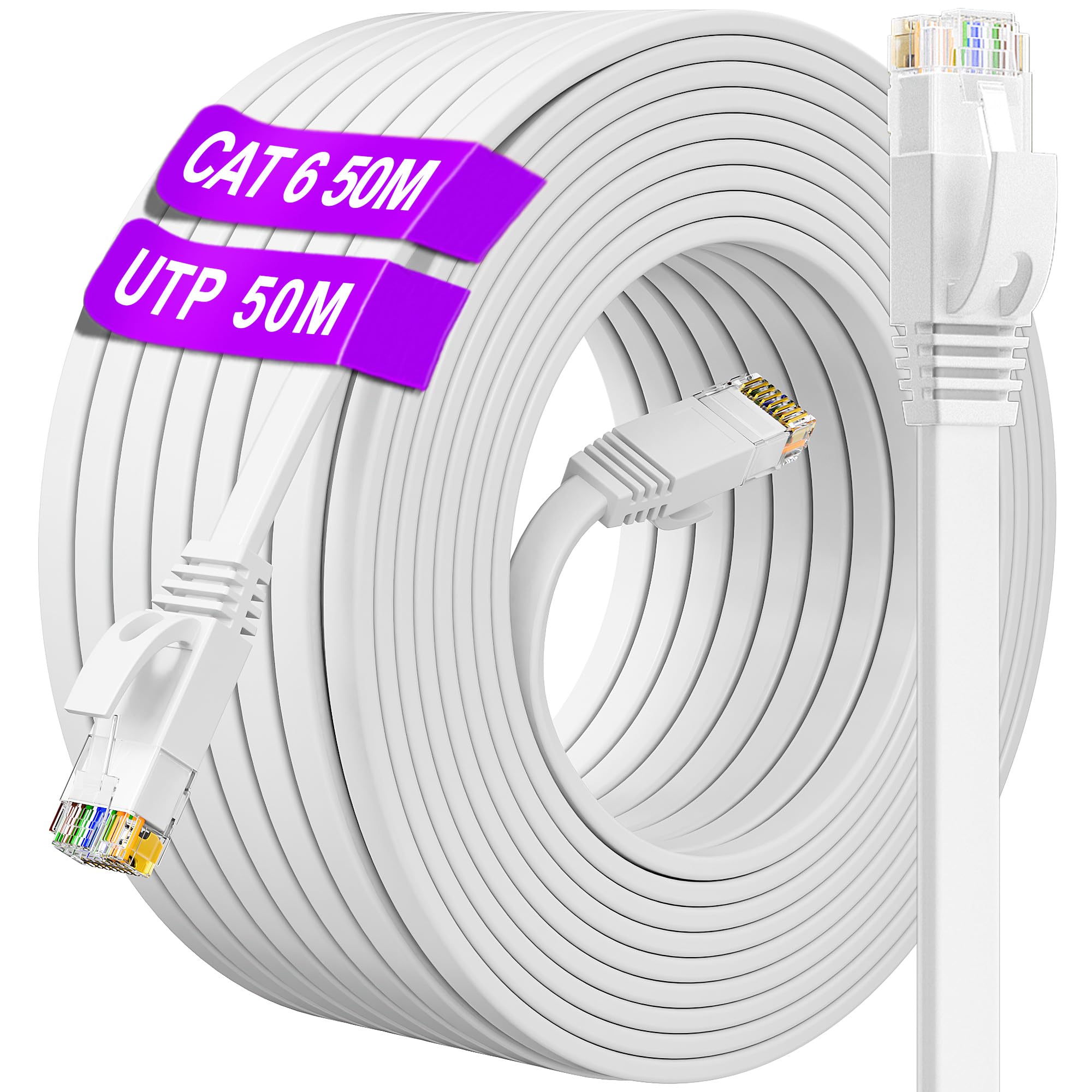 Cat 6 Ethernet Cable 50m – High Speed Flat Gigabit RJ45