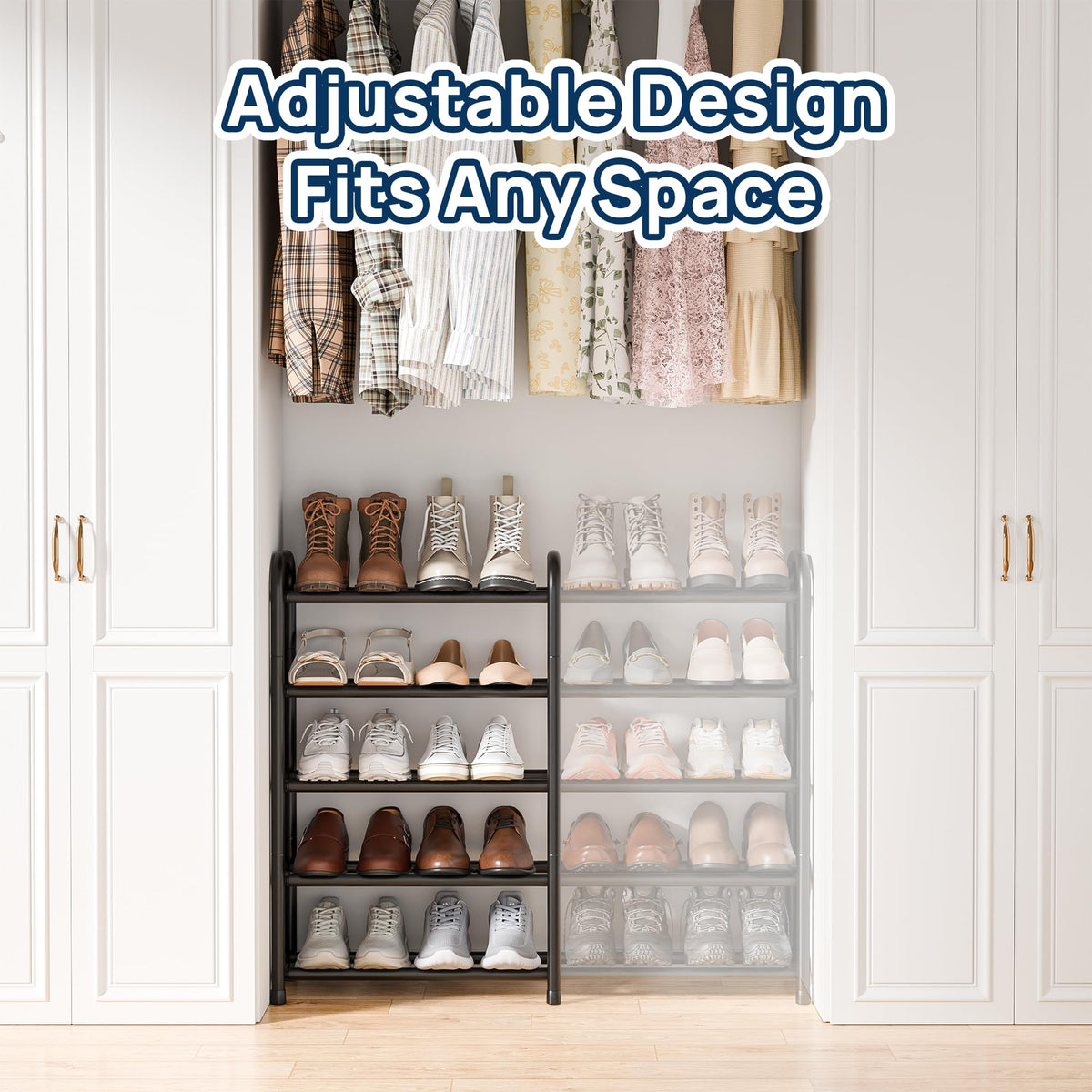 ENJOYBASICS Expandable Shoe Rack, 5 Tier Adjustable Shoe Storage Shelf - image 3