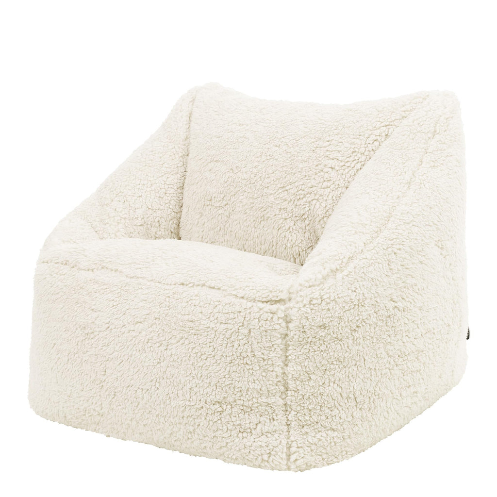 icon Kids Teddy Fleece Bean Bag Chair | Cream Fluffy Toddler Armchair