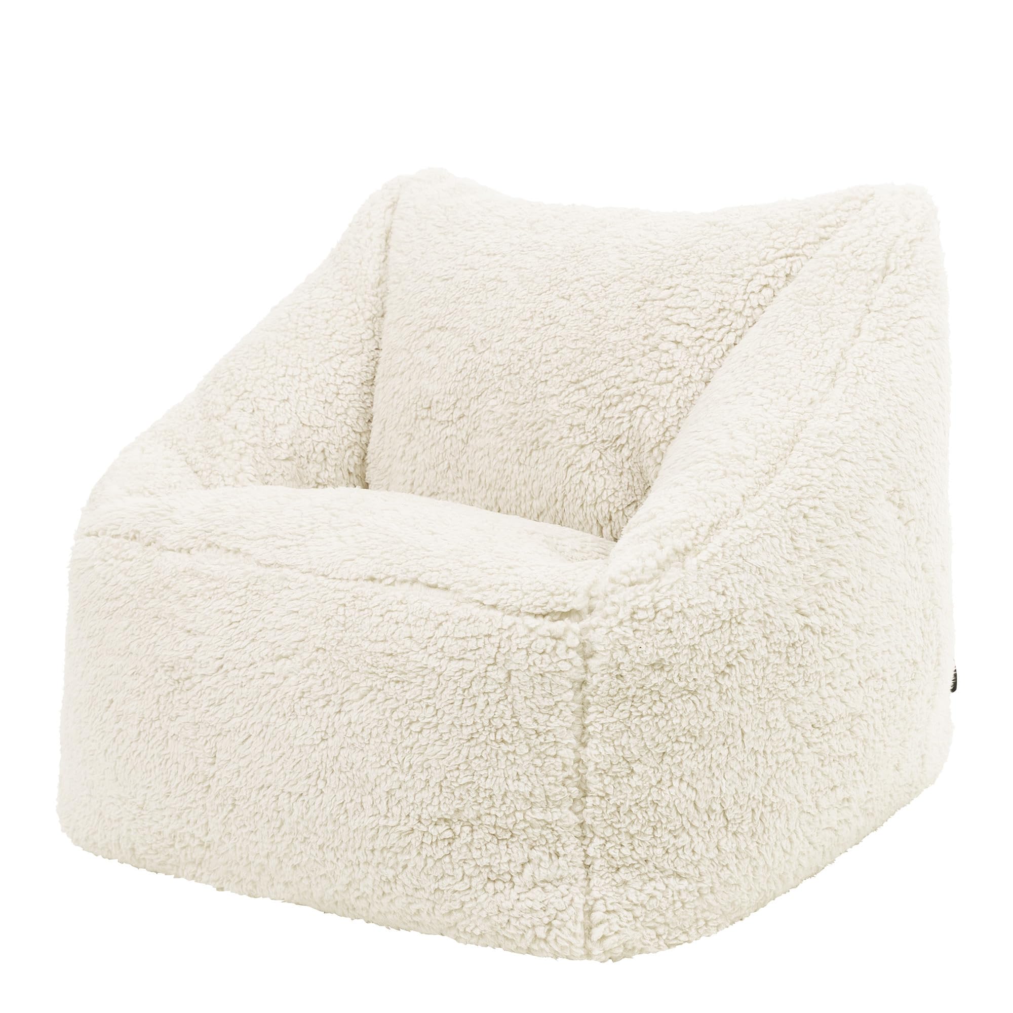 icon Kids Teddy Fleece Bean Bag Chair | Cream Fluffy Toddler Armchair