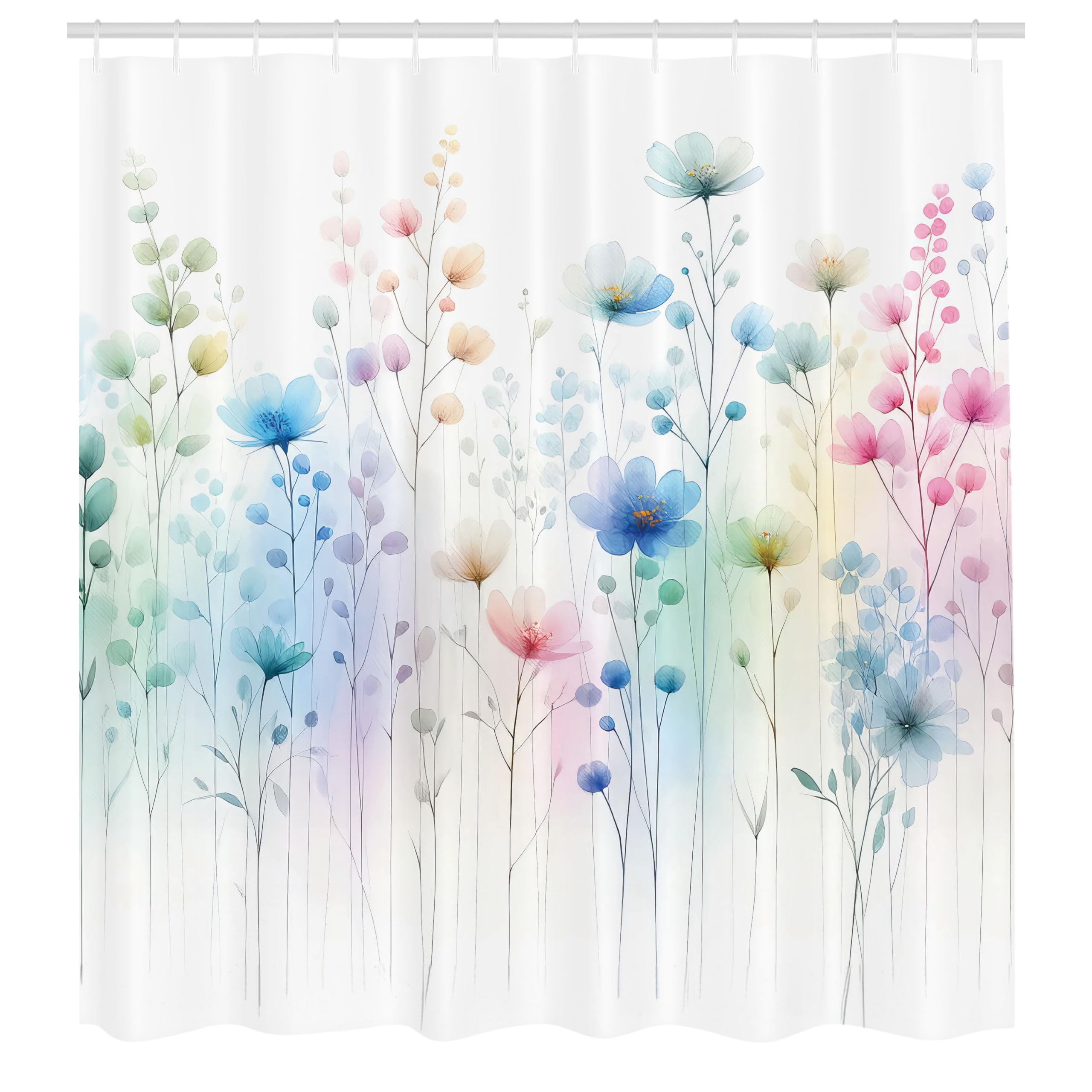 Abakuhaus Floral Shower Curtain | Waterproof Turkish Fabric – 175 x 200 cm