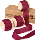 Vitalizart Red Crepe Silk Ribbon | 5/8" x 15Yd Frayed Edge Gift Wrap