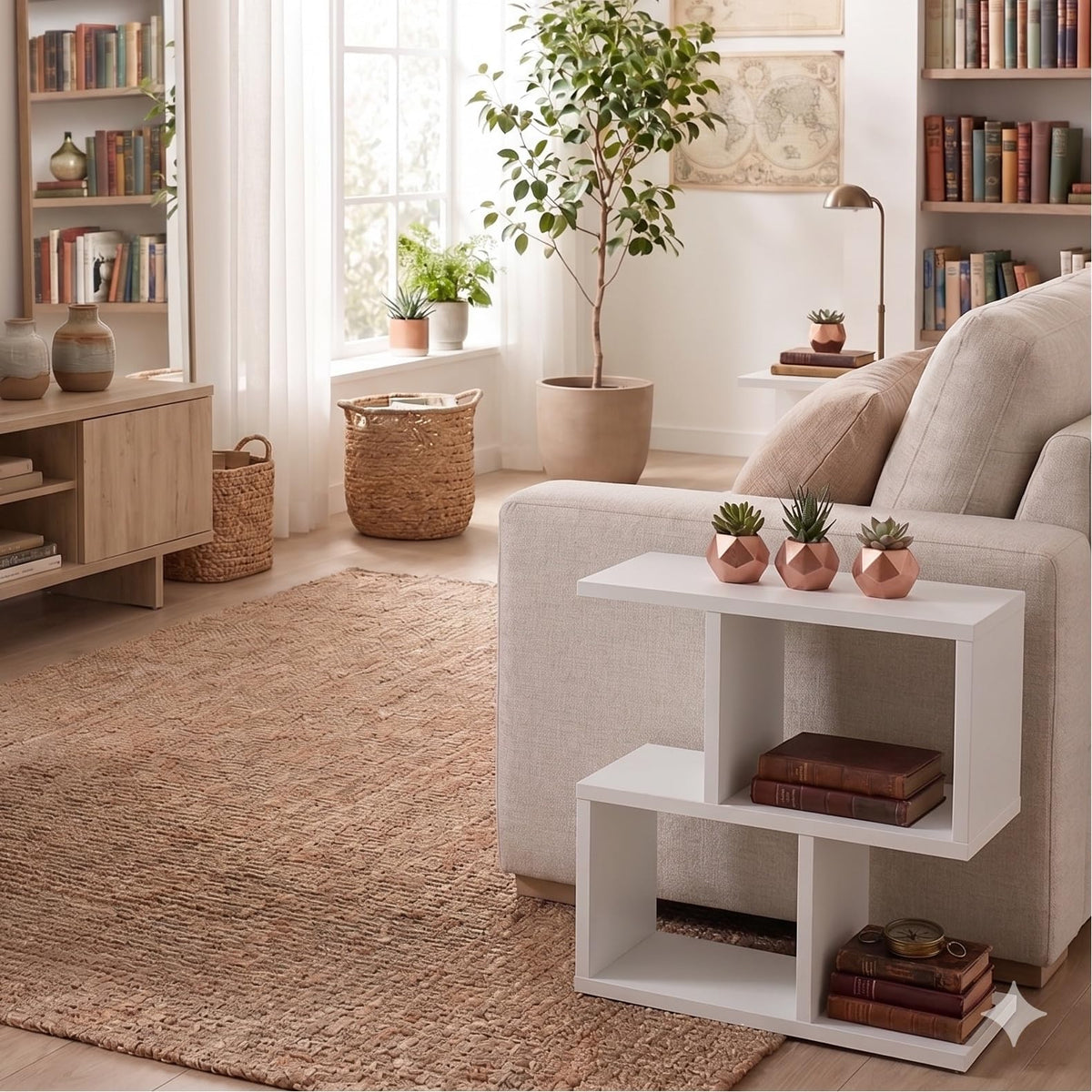 Narrow Side Table Eden 60, Slim Bedside Table, 2 Tier Sofa End Table with Storage Shelf, Small Accent Table, Plant Stand for Living Room, Bedroom - image 1