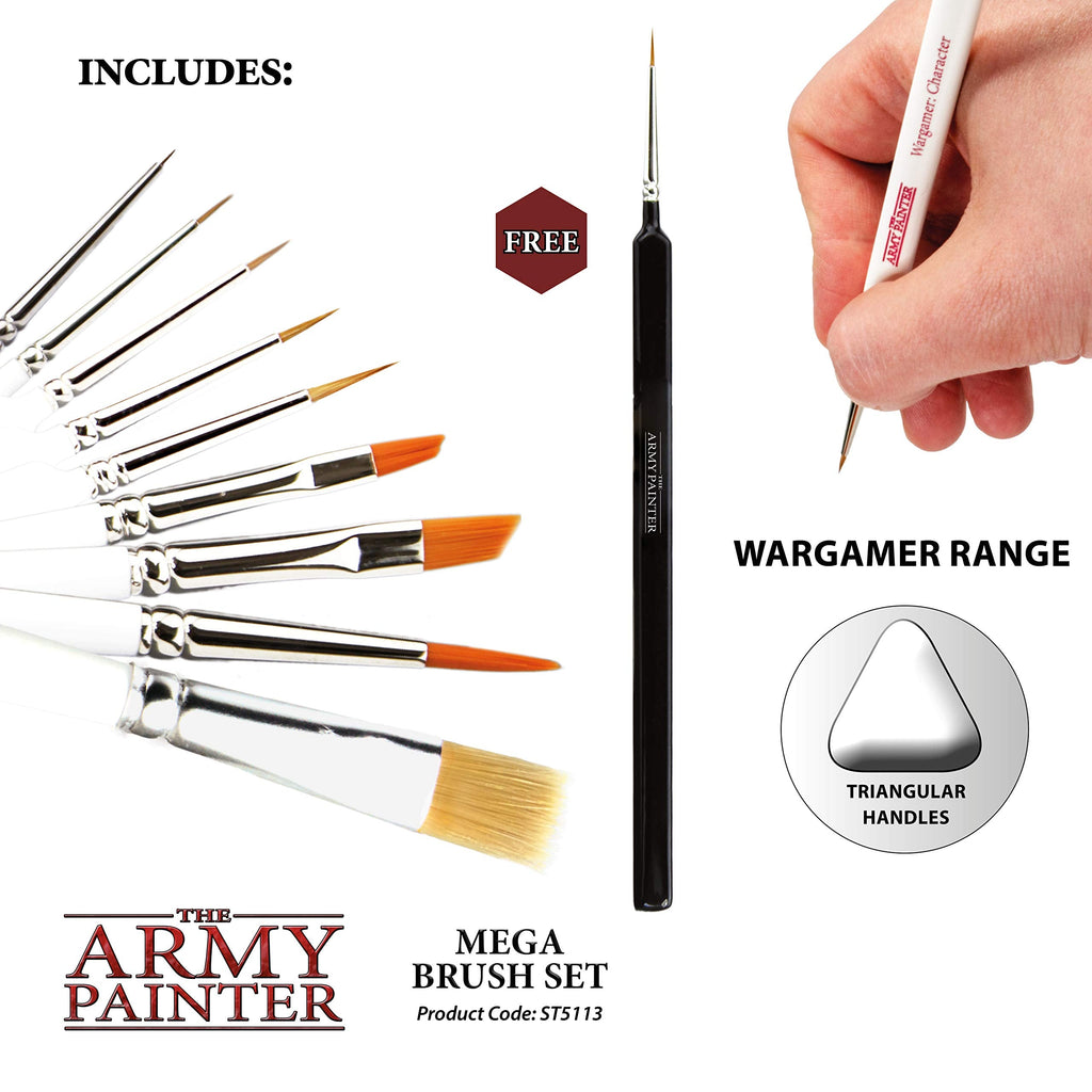 The Army Painter Wargames Mega Brush Set – 10 Miniature Paint Brushes