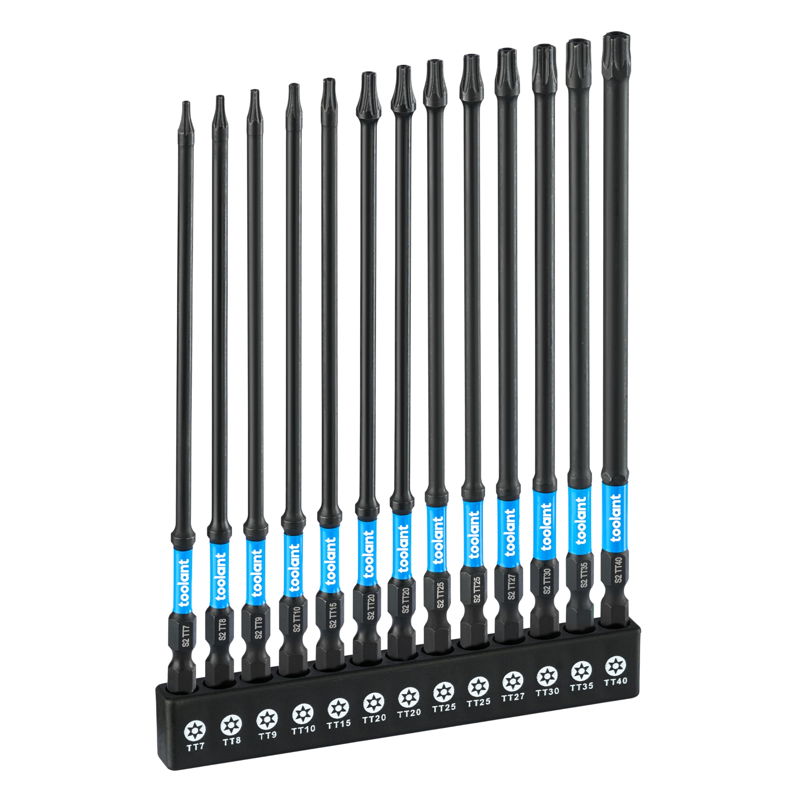 Toolant 13pc Impact Long Torx Bit Set | 6" S2 Steel Security Star Bits