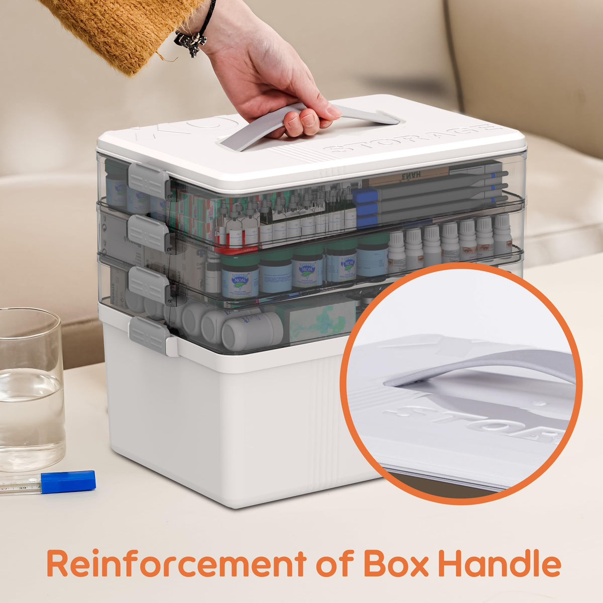 Citylife 4-Layer Medicine Storage Box, Medication Storage Box with Handle, Household Medical Organiser Portable Emergency First Aid Container for - image 5