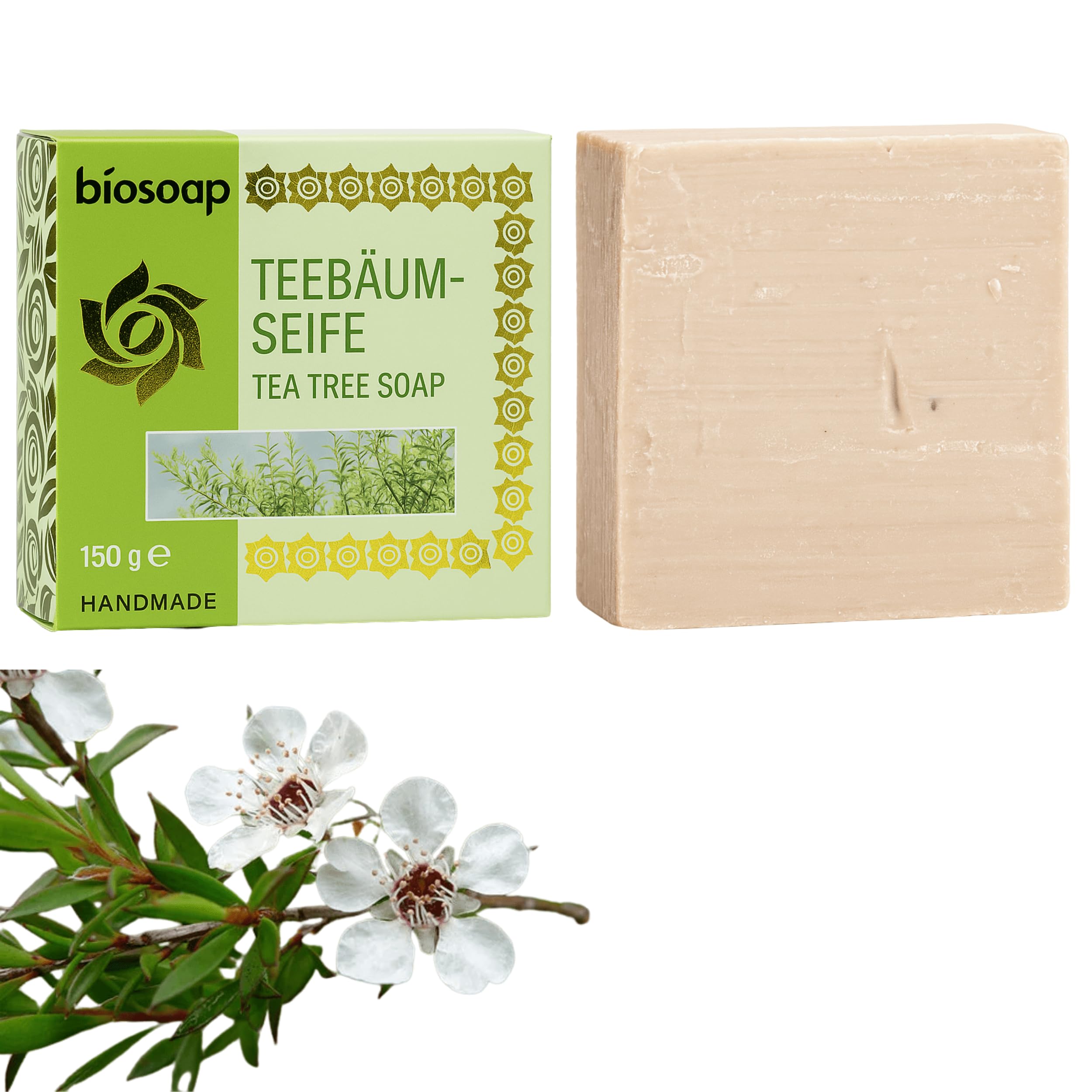 Tea Tree Oil Natural Soap – Handmade Face & Body Bar 150g