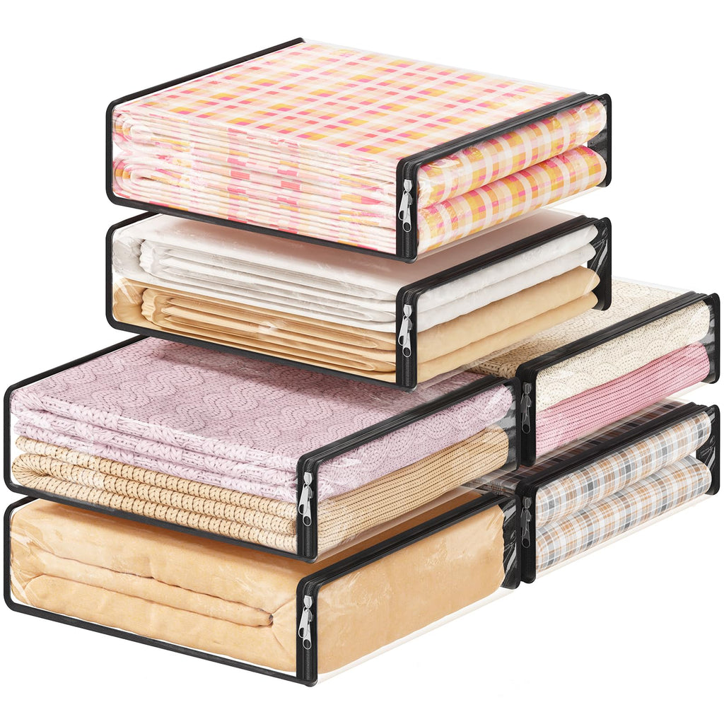 Lifewit 6 Pack Clear Storage Bags with Zips, 14L Clothes Storage Bags - image 1