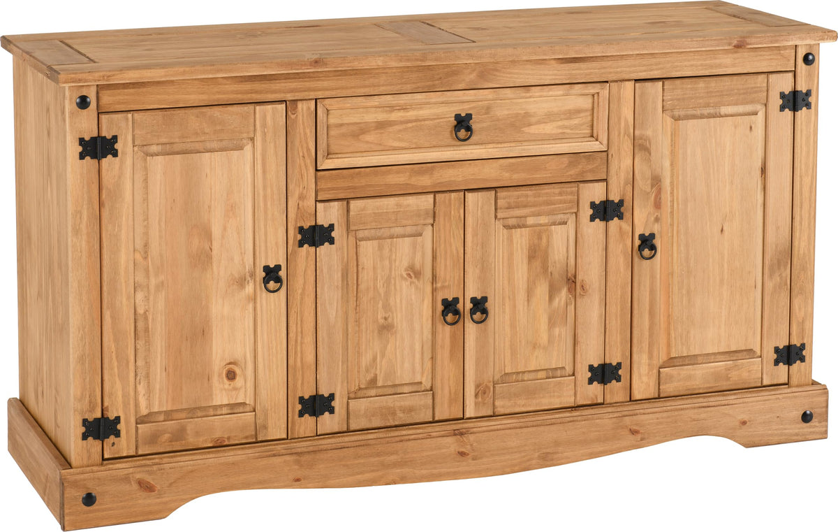 Seconique Corona 4 Door 1 Drawer Sideboard in Distressed Waxed Pine - image 1