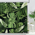 Bonhause Tropical Leaves Shower Curtain | Green Palm Leaf Polyester – 180x180cm