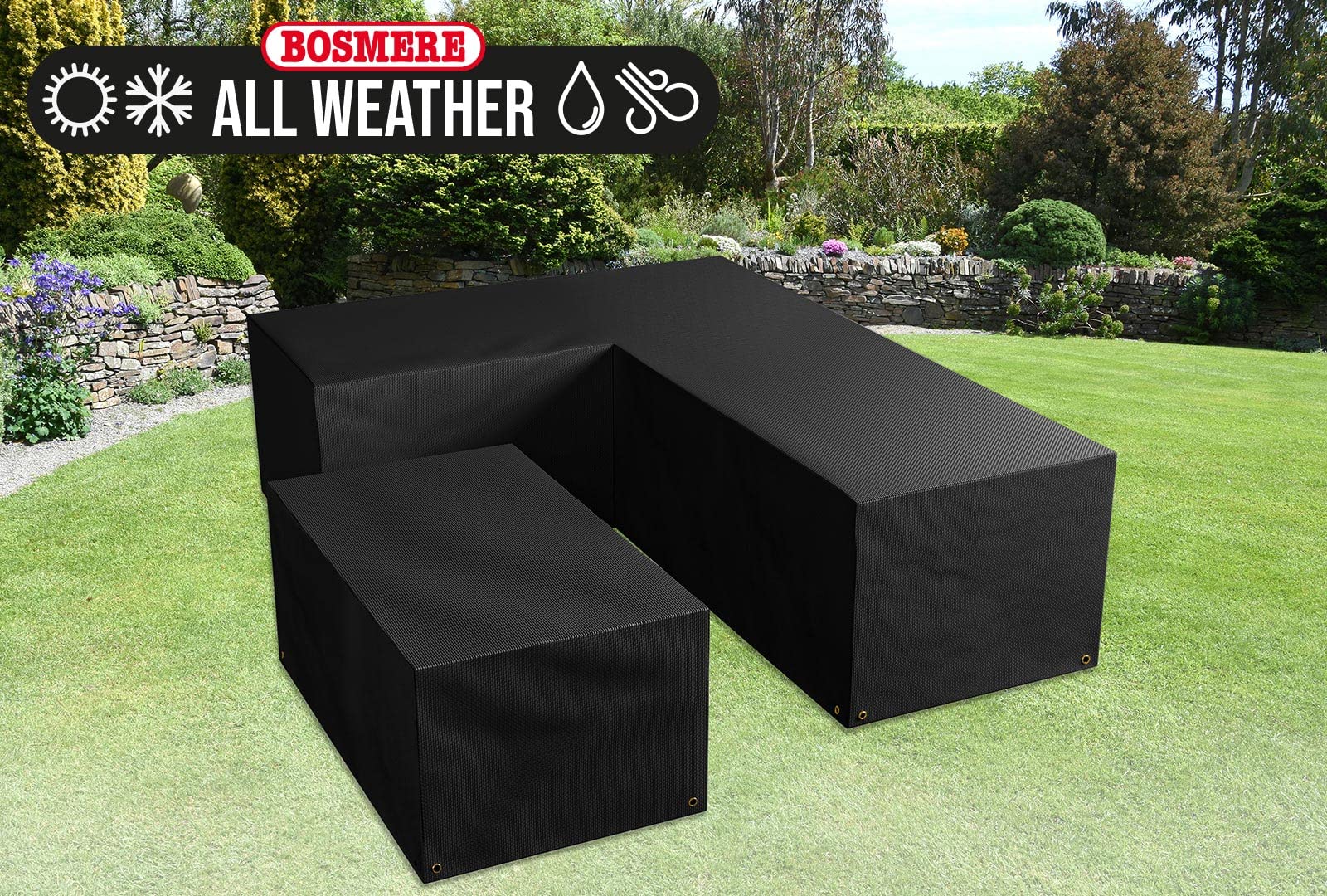 Bosmere L-Shaped Dining Set Cover - Medium Right Side Long, Charcoal