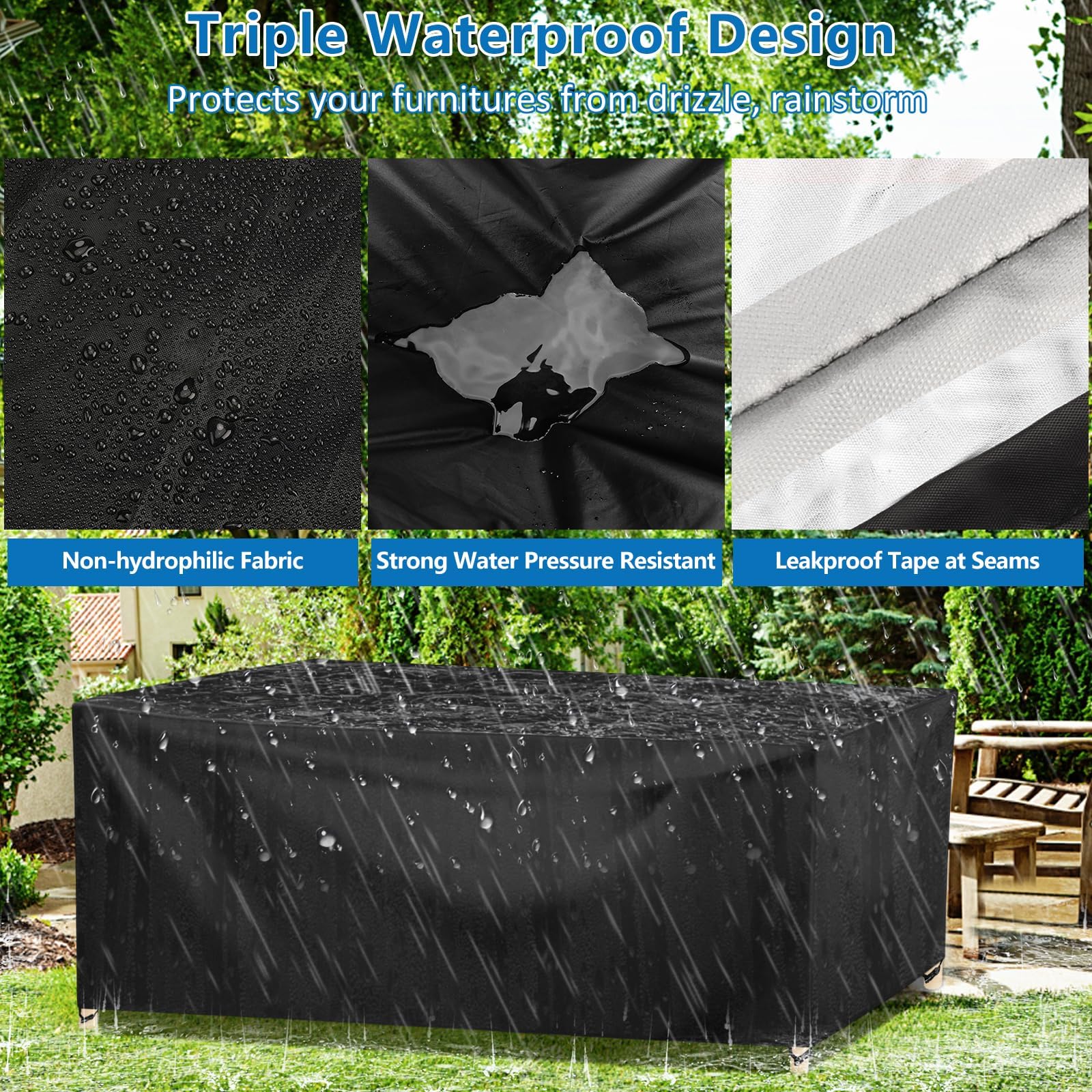 Wanocean Waterproof Patio Furniture Cover | 420D Oxford Rattan Cover