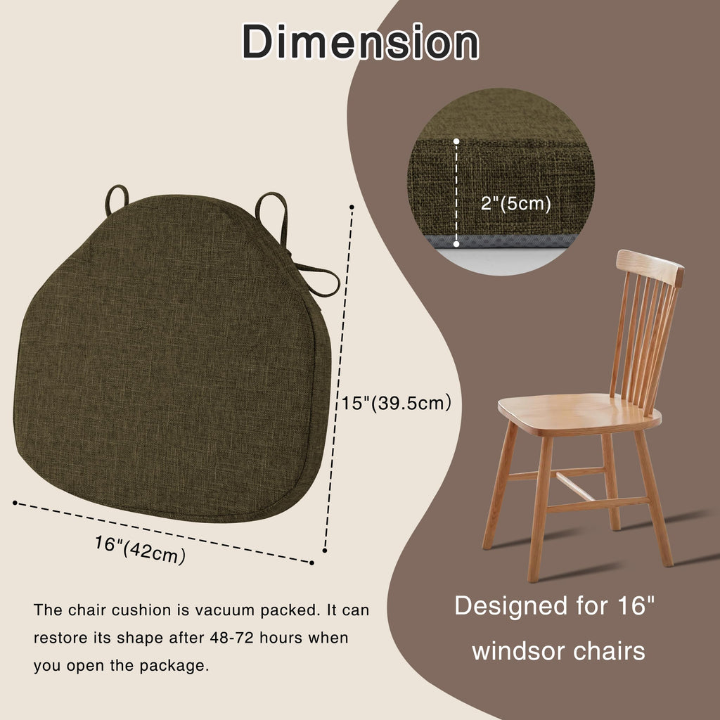 OVOV Windsor Chair Cushions Set of 4 – Non-Slip Linen Dining Seat Pads