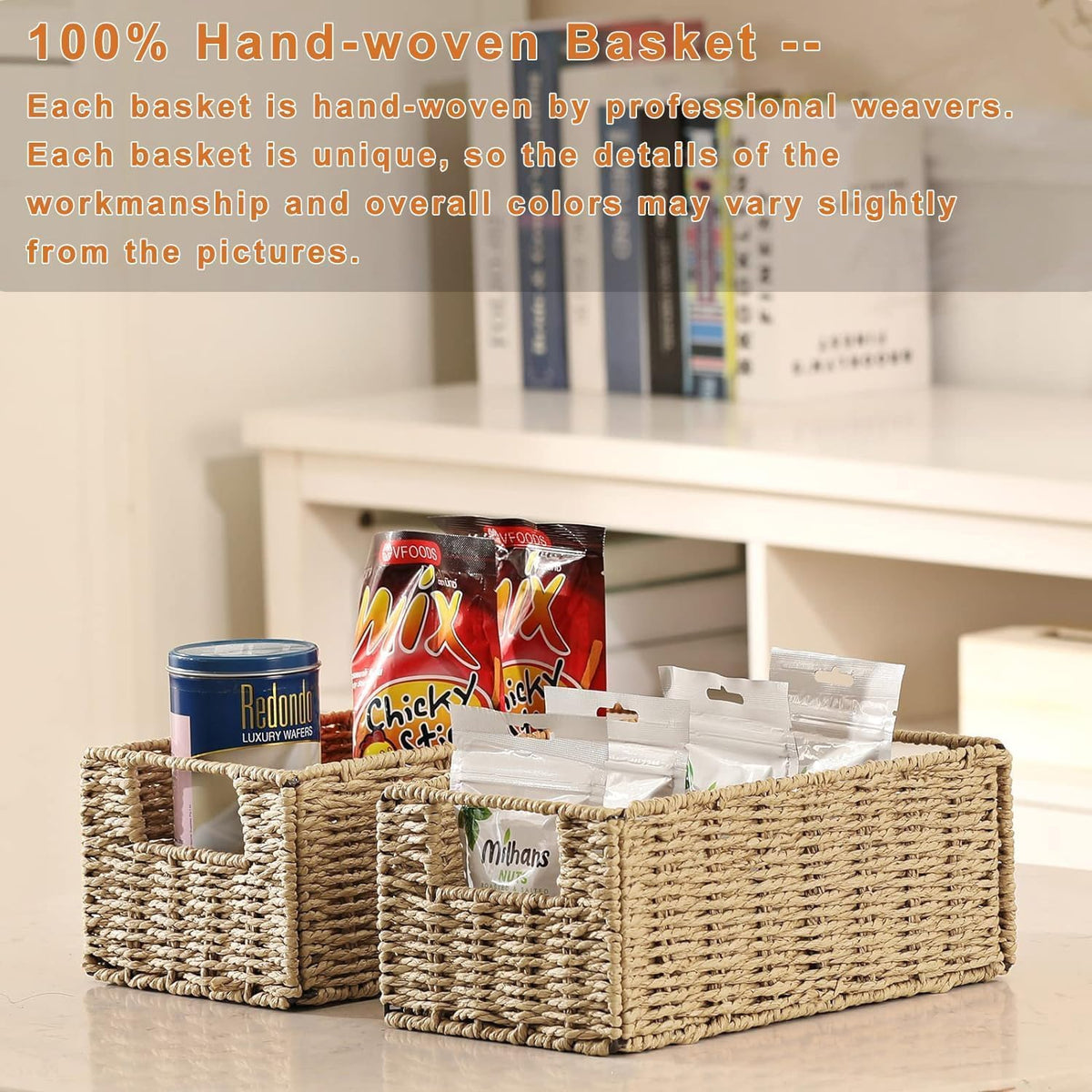 Aluusy 2-Pack Foldable Storage Baskets,31x15x12cm,Khaki