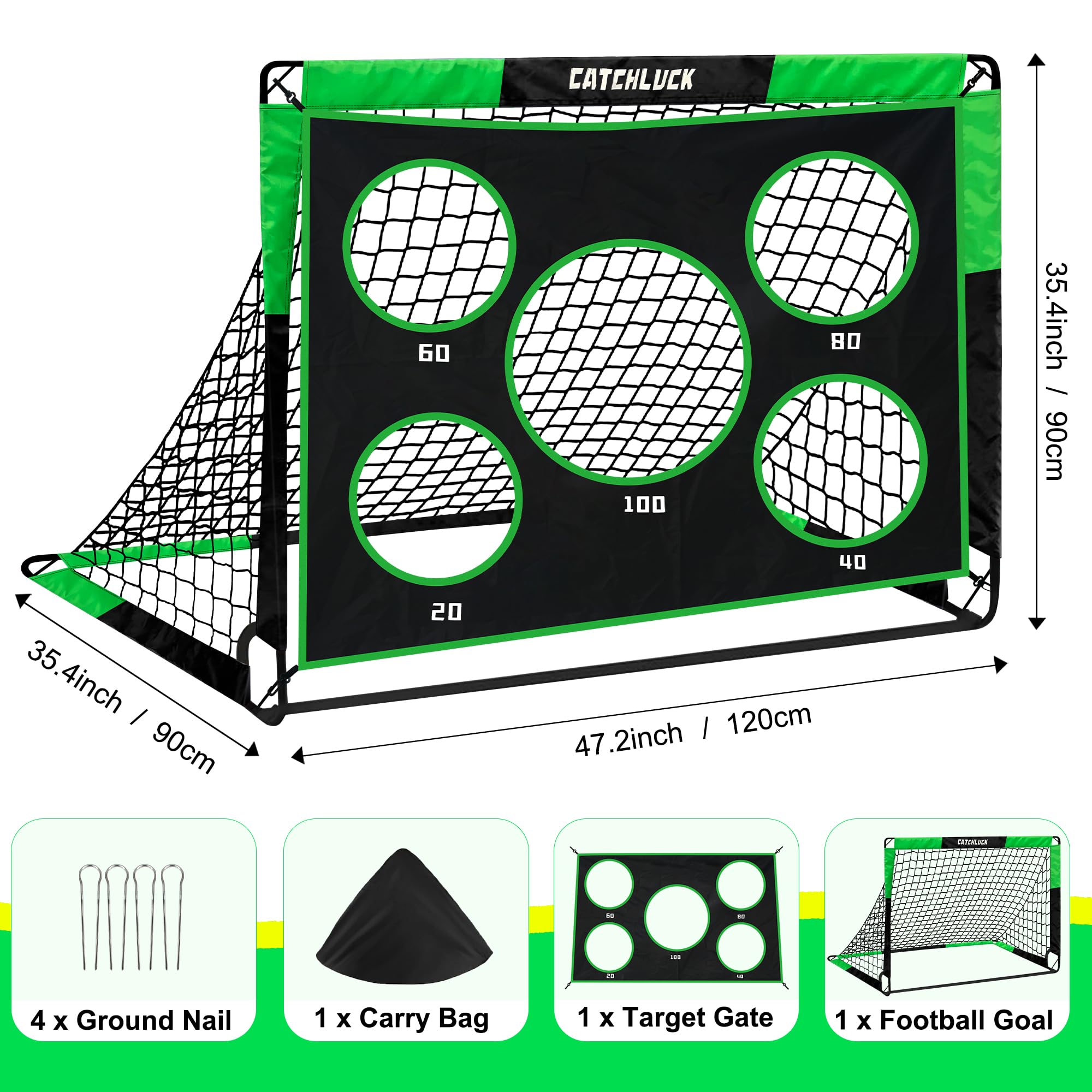 CATCHLUCK 2-in-1 Pop Up Football Goal | Portable Kids Garden Training Net