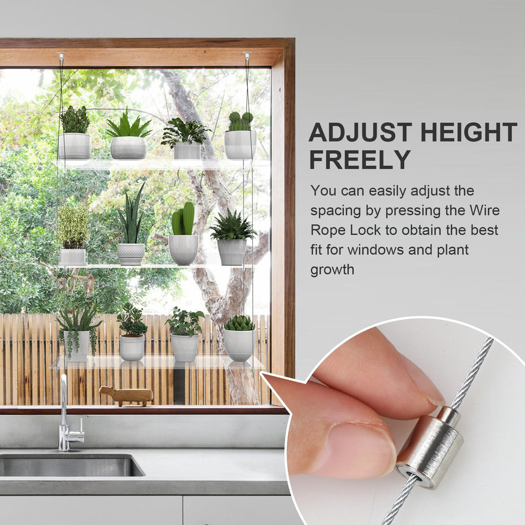 Jolof Store 3-Tier Hanging Clear Acrylic Window Plant Shelves