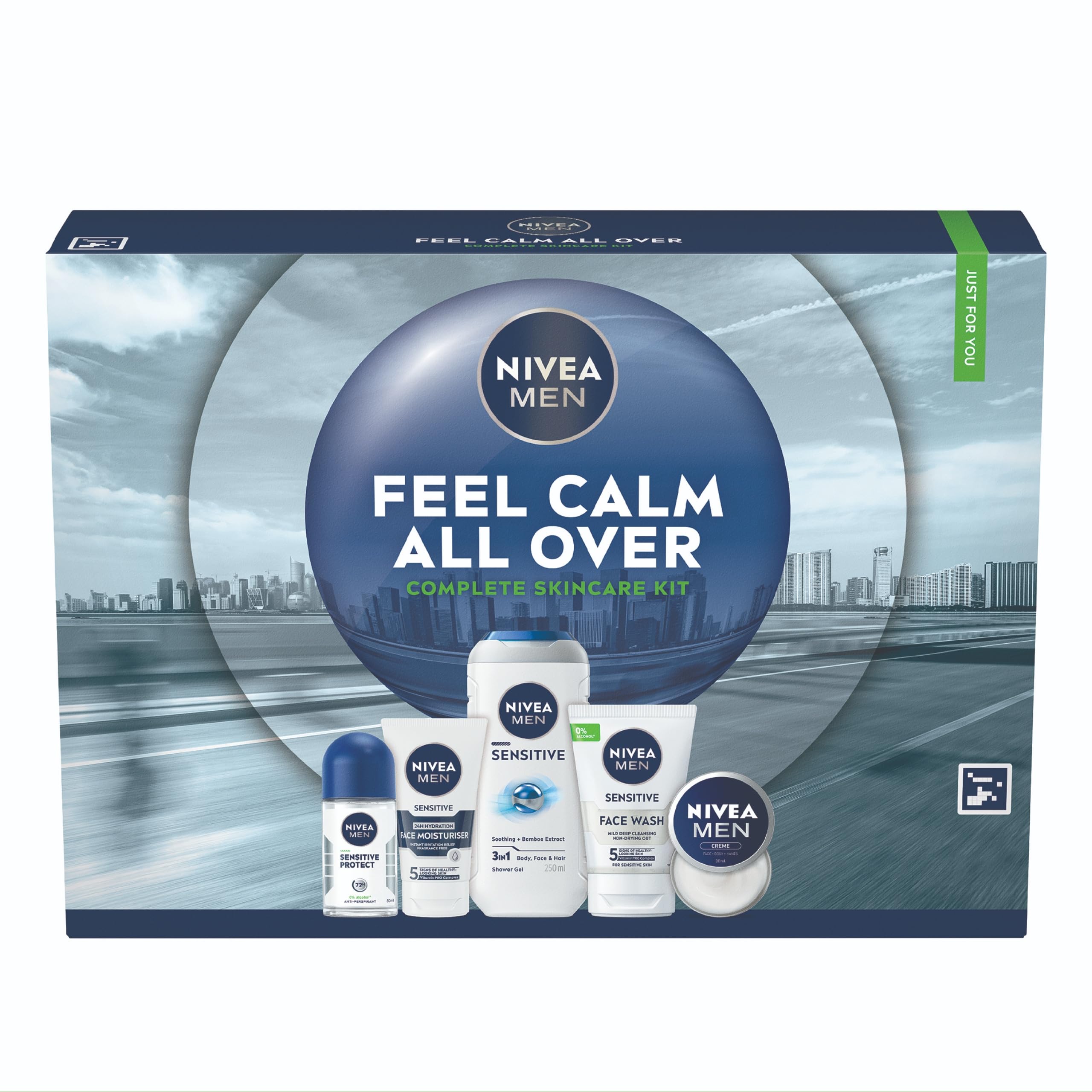 NIVEA MEN Feel Calm Skincare Gift Set - 5 Piece Sensitive Grooming Kit