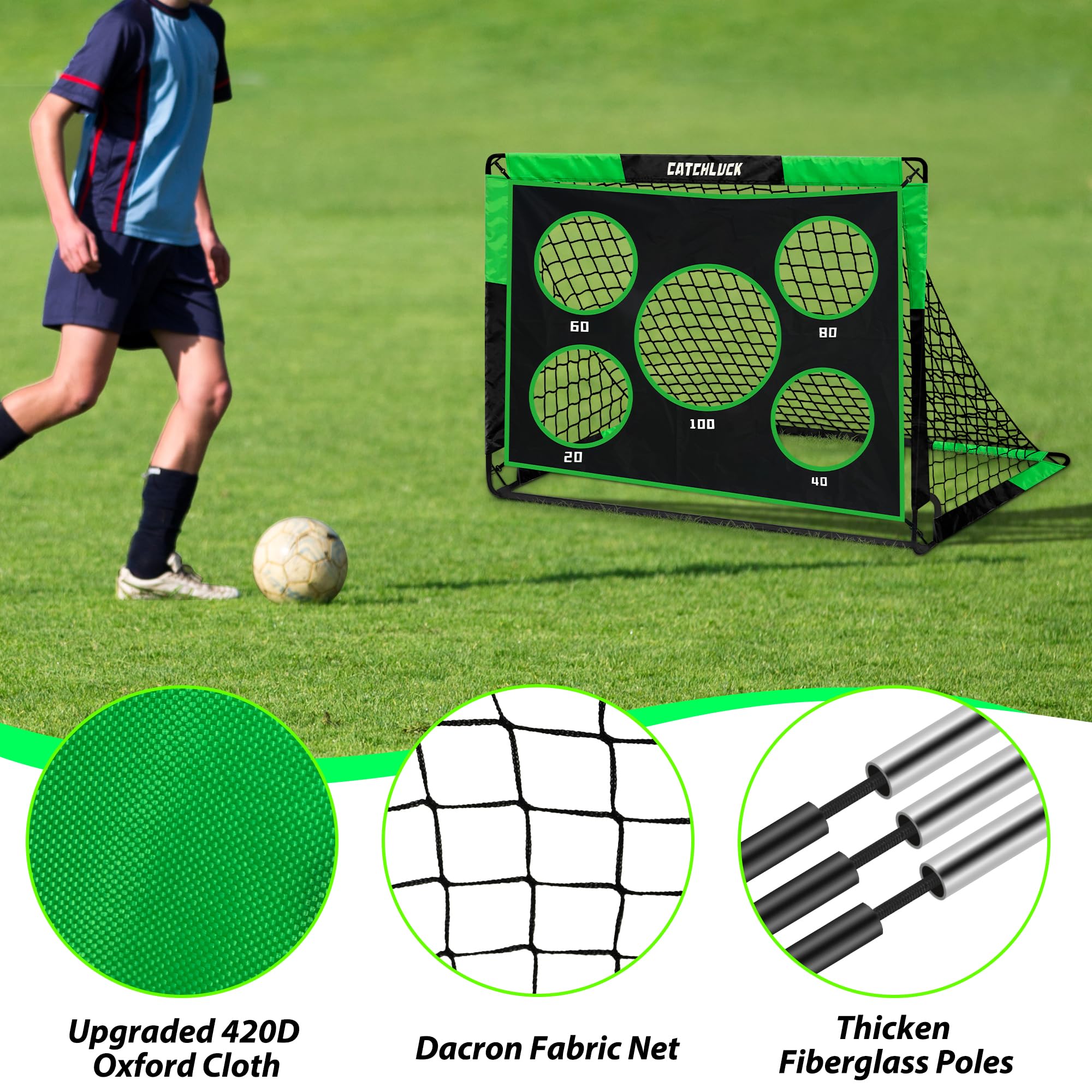 CATCHLUCK 2-in-1 Pop Up Football Goal | Portable Kids Garden Training Net