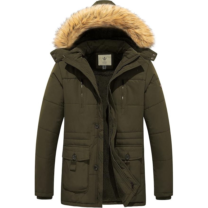 WenVen Men's Fleece Lined Winter Parka | Waterproof Windbreaker Jacket