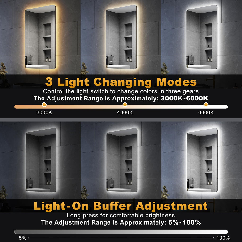 800x500mm LED Bathroom Mirror – Dimmable Backlit Anti-Fog
