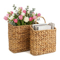 FRONDENT Wicker Hanging Storage Basket, 2 Pack Hanging Baskets Wall Planter, Woven Water Hyacinth Baskets, Storage Organizer Basket for Walls, Doors
