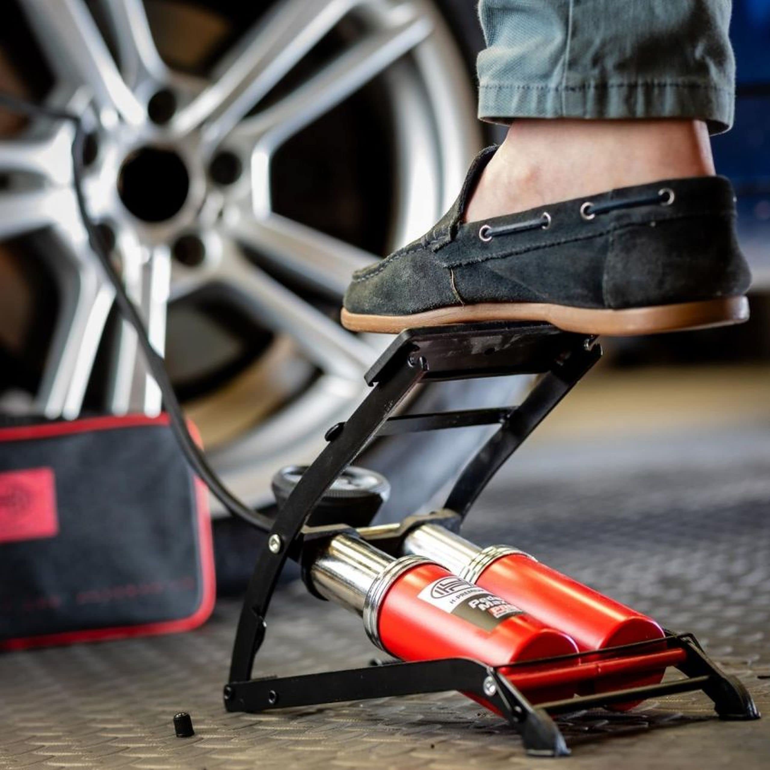 HEYNER Double Barrel Foot Air Pump | 140PSI Tyre Inflator with Gauge