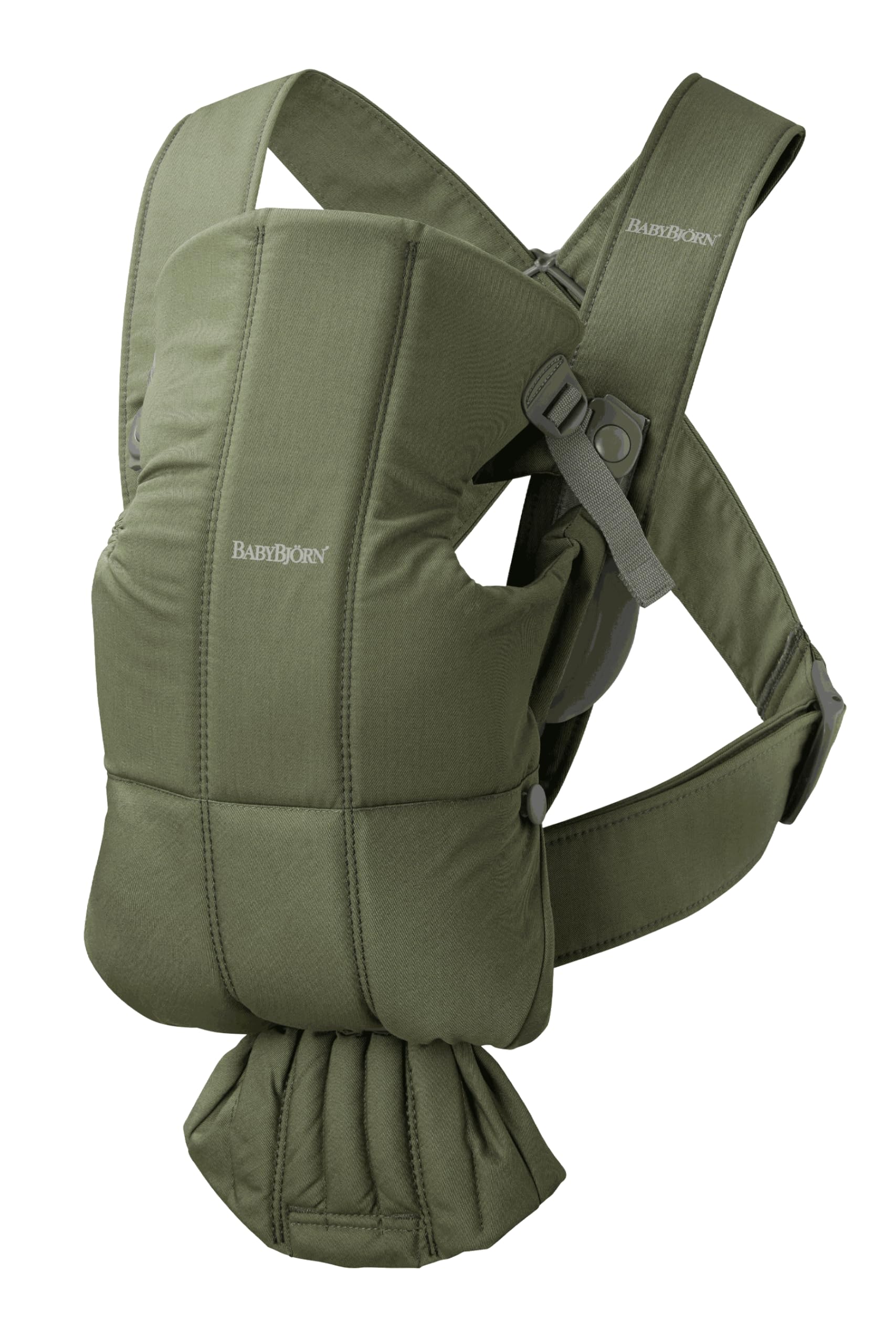 BabyBjörn Baby Carrier Mini – Newborn Front Carrier, Woven Dark Green